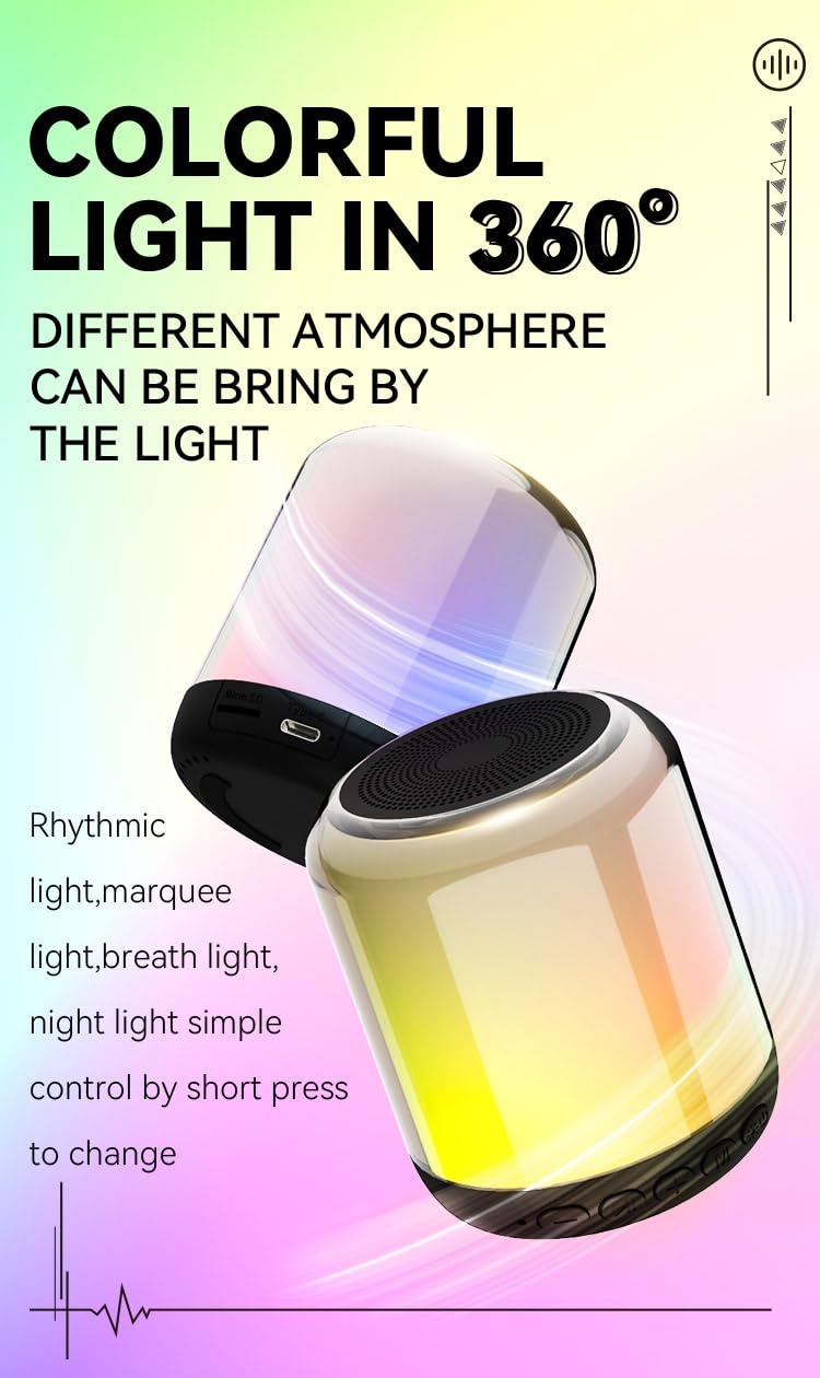 Premium Aura-Sync RGB Surround Sound Speaker with Deep Bass - Wireless Bluetooth Speaker for Home Theater, Gaming, and Party Music (Black)