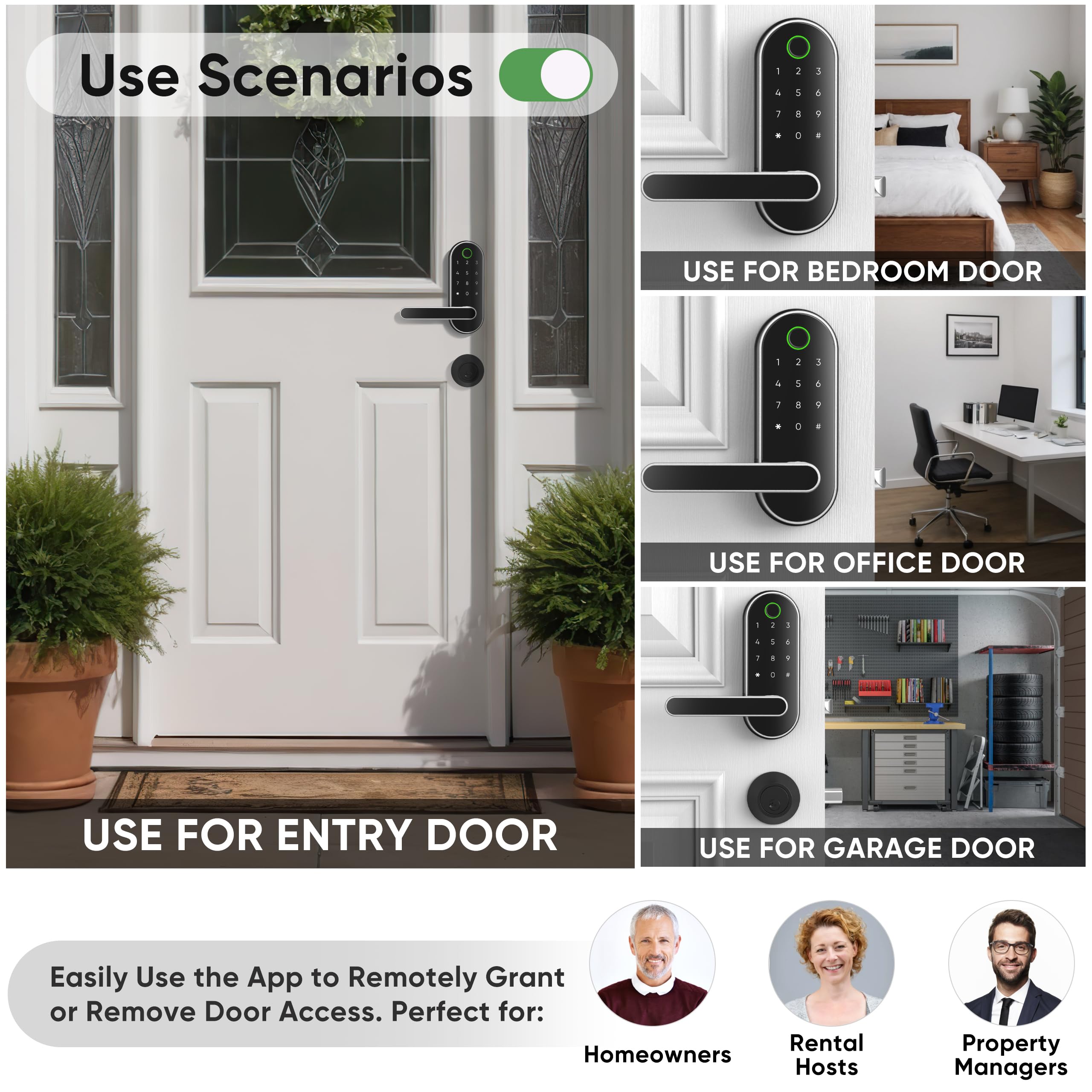 Smart Keyless Entry Fingerprint Digital Door Lock - Biometric & Passcode Electronic Deadbolt for Home Security | Easy Installation, Auto-Lock | Perfect for Apartments, Airbnb & Smart Homes (Silver)