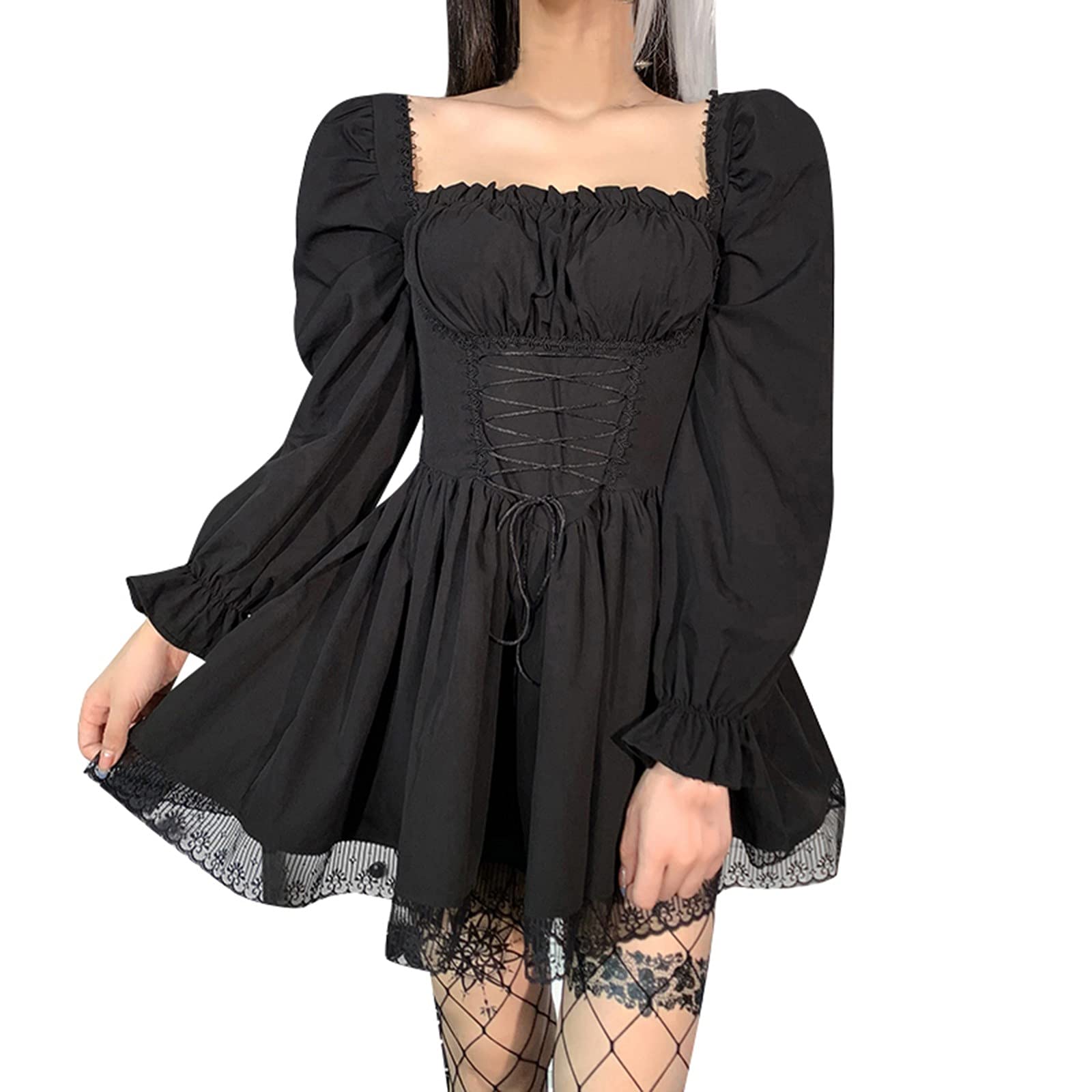 Plus Size Women's Long Dress Coats - Elegant Solid Color Sheath Lace Trim Punk Party Wear for Formal Events, Weddings & Evening Occasions
