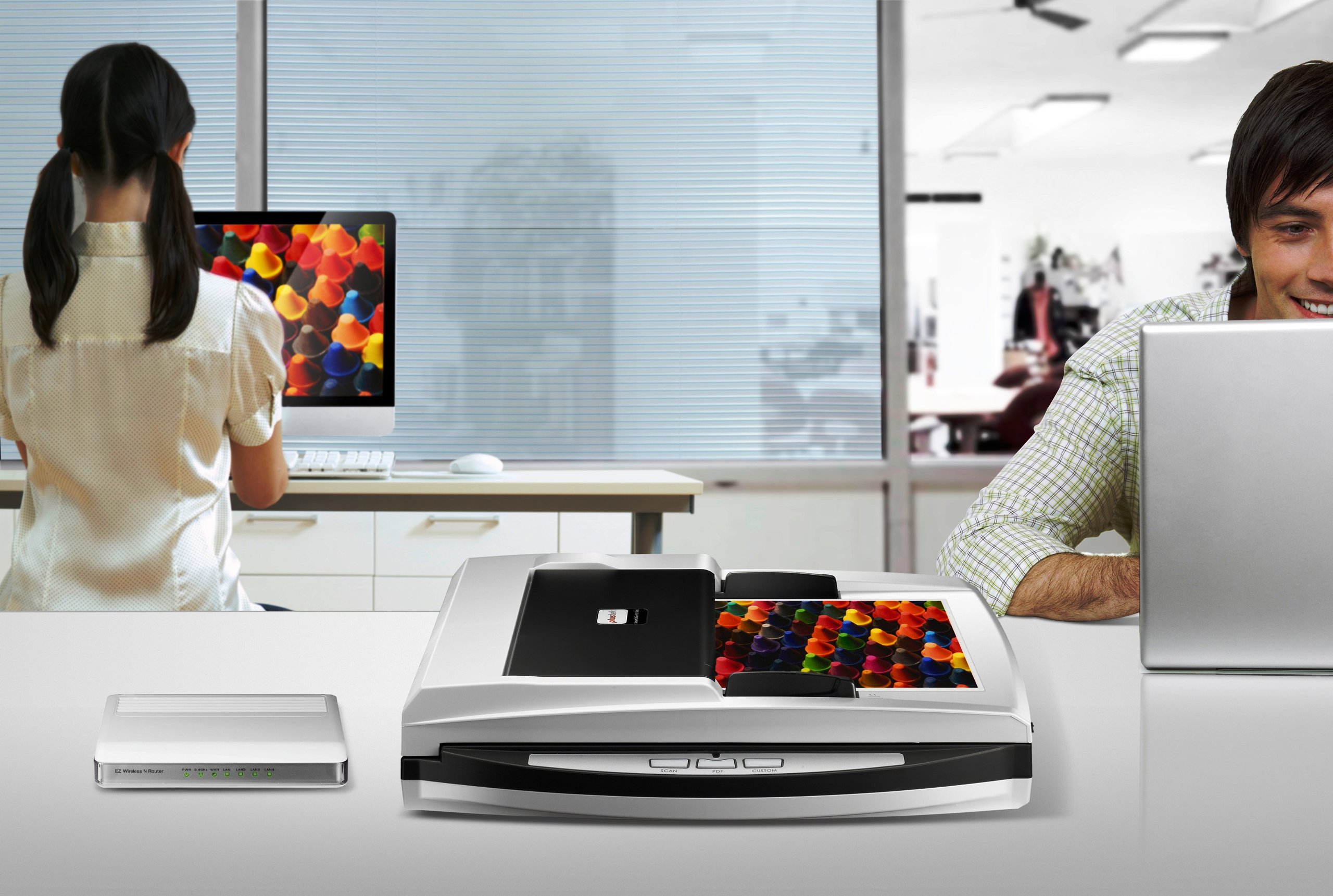 Plustek SmartOffice PN2040 USB & Ethernet Sheetfed Flatbed Scanner for Home Office, Business Document Digitizing & Archiving