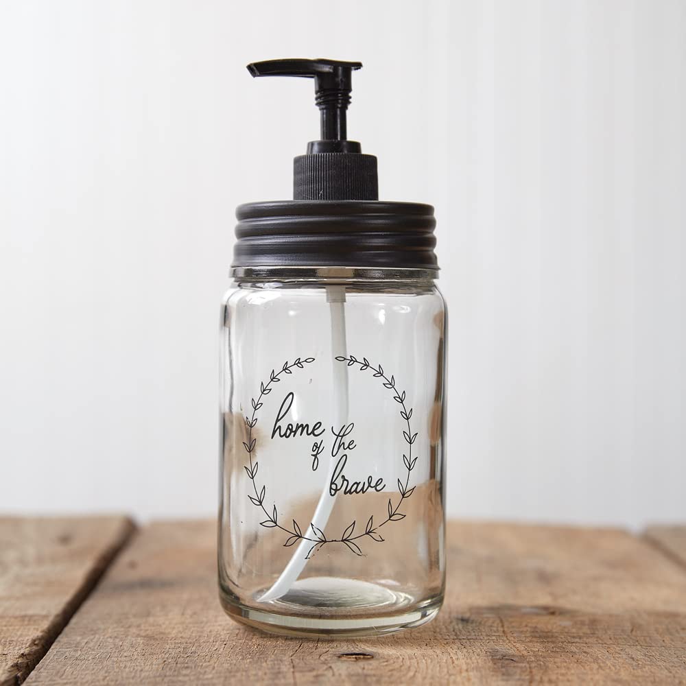 CTW Home Collection 370696 Patriotic 'Home of The Brave' Soap Dispenser - 8 Inch Tall for Kitchen, Bathroom & Office | American Flag Theme Home Decor