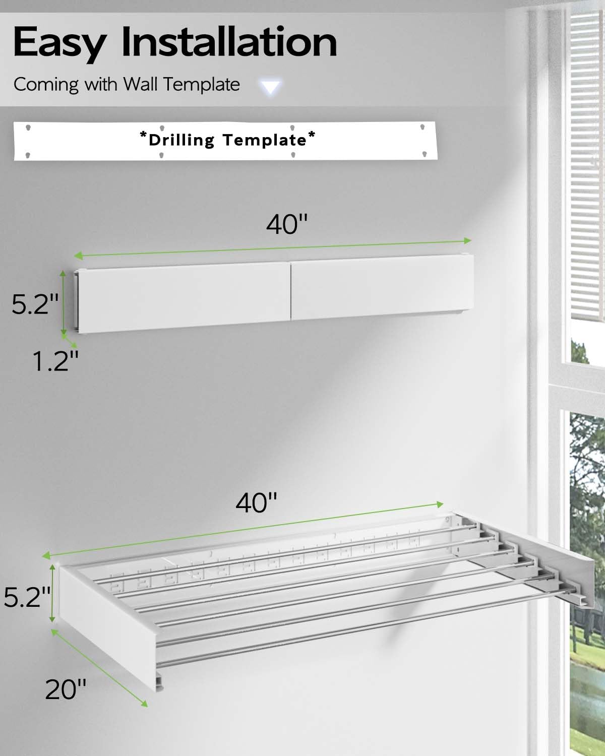 Foldable Wall Mounted Clothes Drying Rack 40