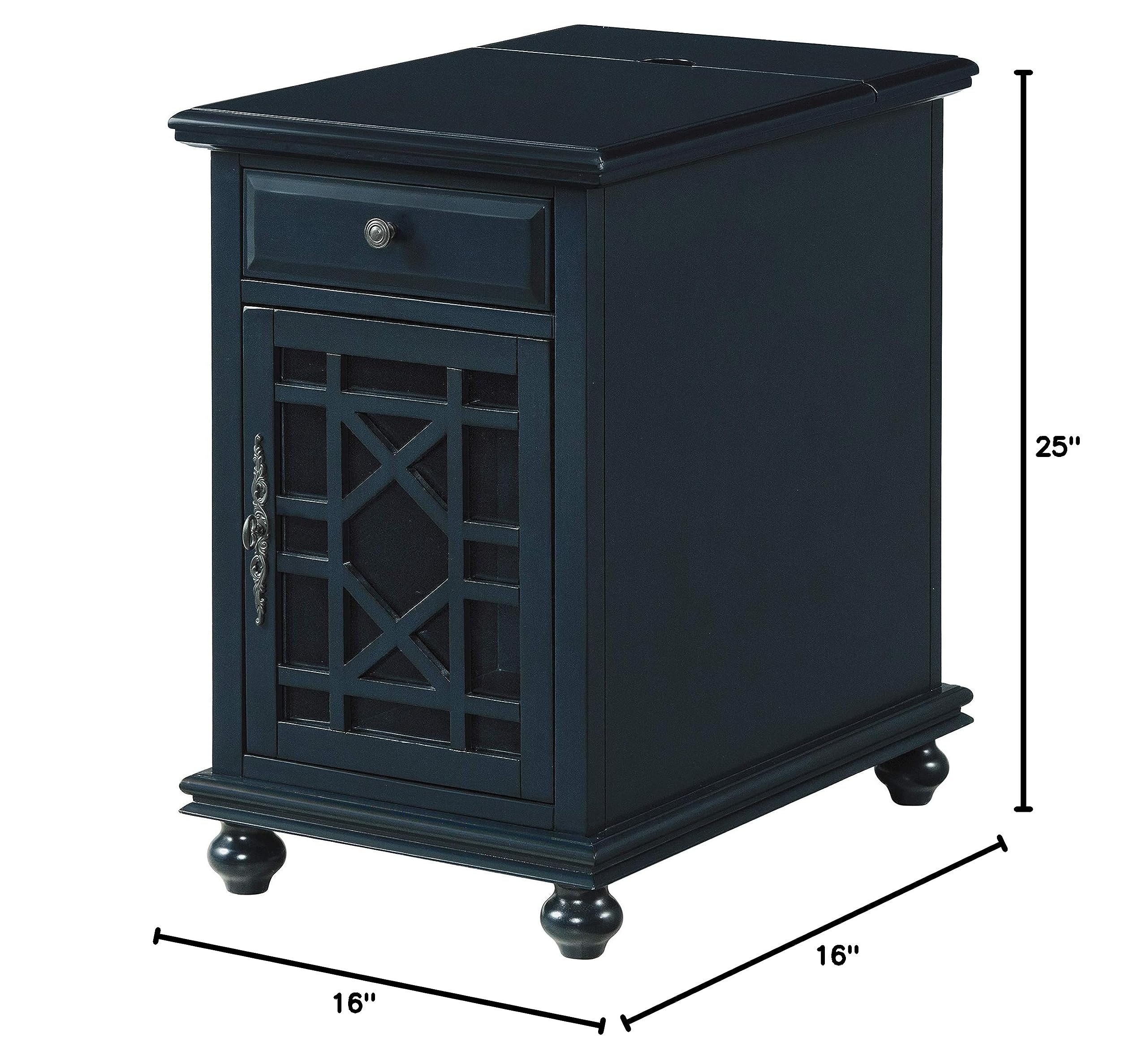 Elegant Catalina Blue Chairside End Table with Power Outlet by Martin Svensson - Perfect for Living Room, Bedroom or Office Use