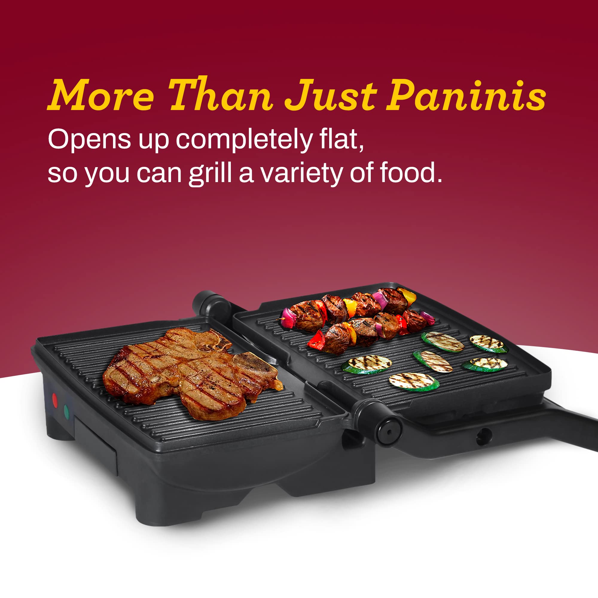 Elite Gourmet EPN-2976 2-in-1 Nonstick Panini Press & Indoor Grill - 180° Open Sandwich Maker with Floating Hinge for All Foods, Removable Grease Tray, Stainless Steel - Perfect for Home Cooking, Parties & Quick Meals