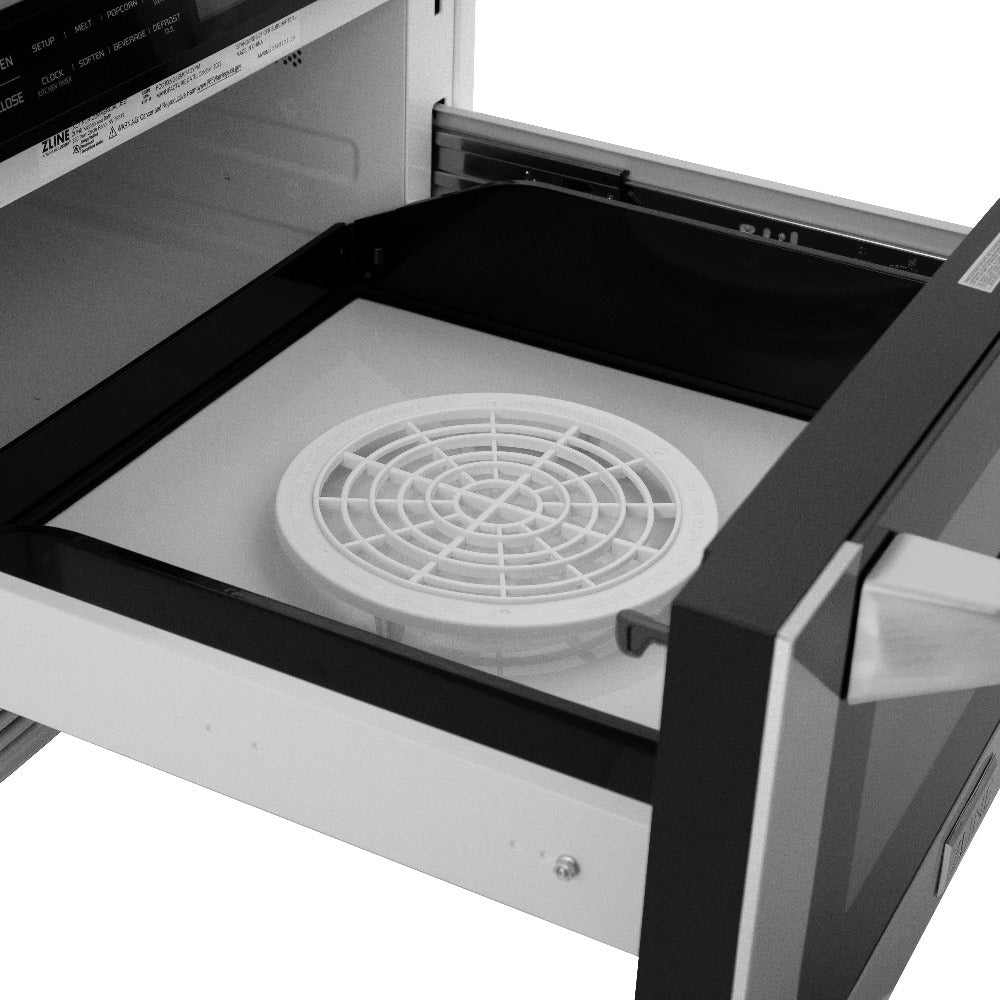 ZLINE 24 Inch 1.2 Cu Ft Built-In Microwave Drawer - Stainless Steel with Traditional Handle (MWD 1 H) - Perfect for Modern Kitchens & Small Spaces