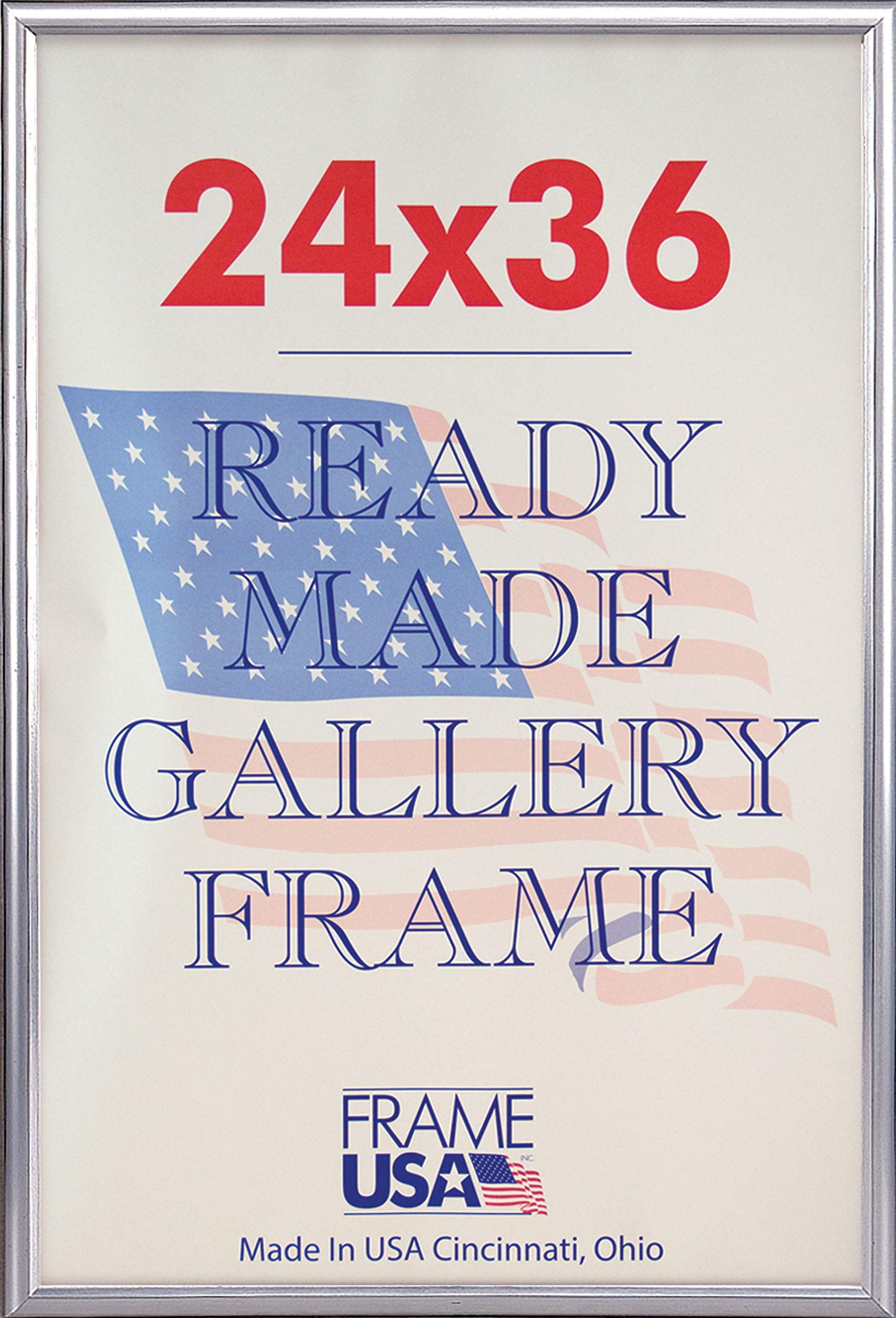 Frame USA 24x36 Deluxe Polystyrene Plastic Poster Frames (Silver) - American Made Wall Art Display for Home, Office & Classroom Decor