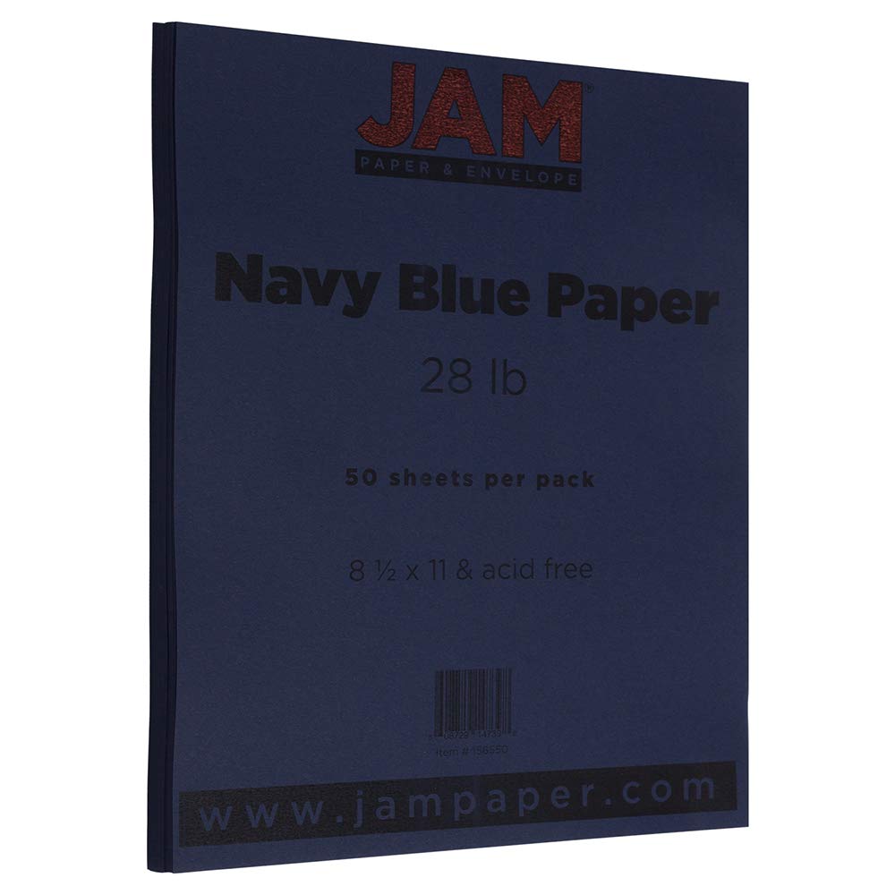 JAM PAPER Matte 28lb Premium Cardstock Paper - 105 GSM - 8.5 x 11 Inches - Navy Blue - 50 Sheets per Pack - Ideal for Scrapbooking, Invitations, Business Cards & DIY Crafts