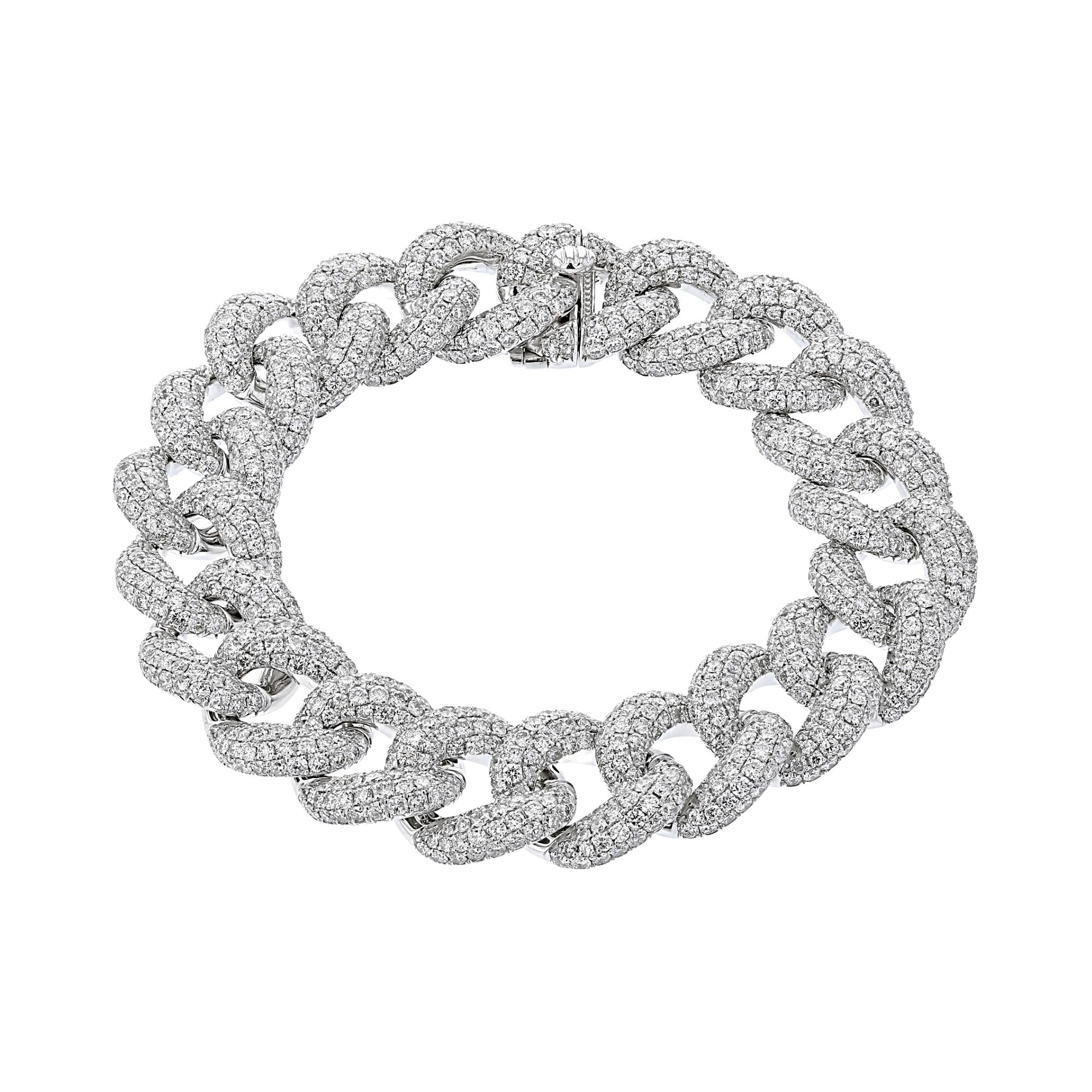 18KT White Gold 21.33 CTW Diamond Pavé Chain Link Bracelet for Women - Luxury Tennis Bracelet for Wedding, Anniversary & Special Occasions