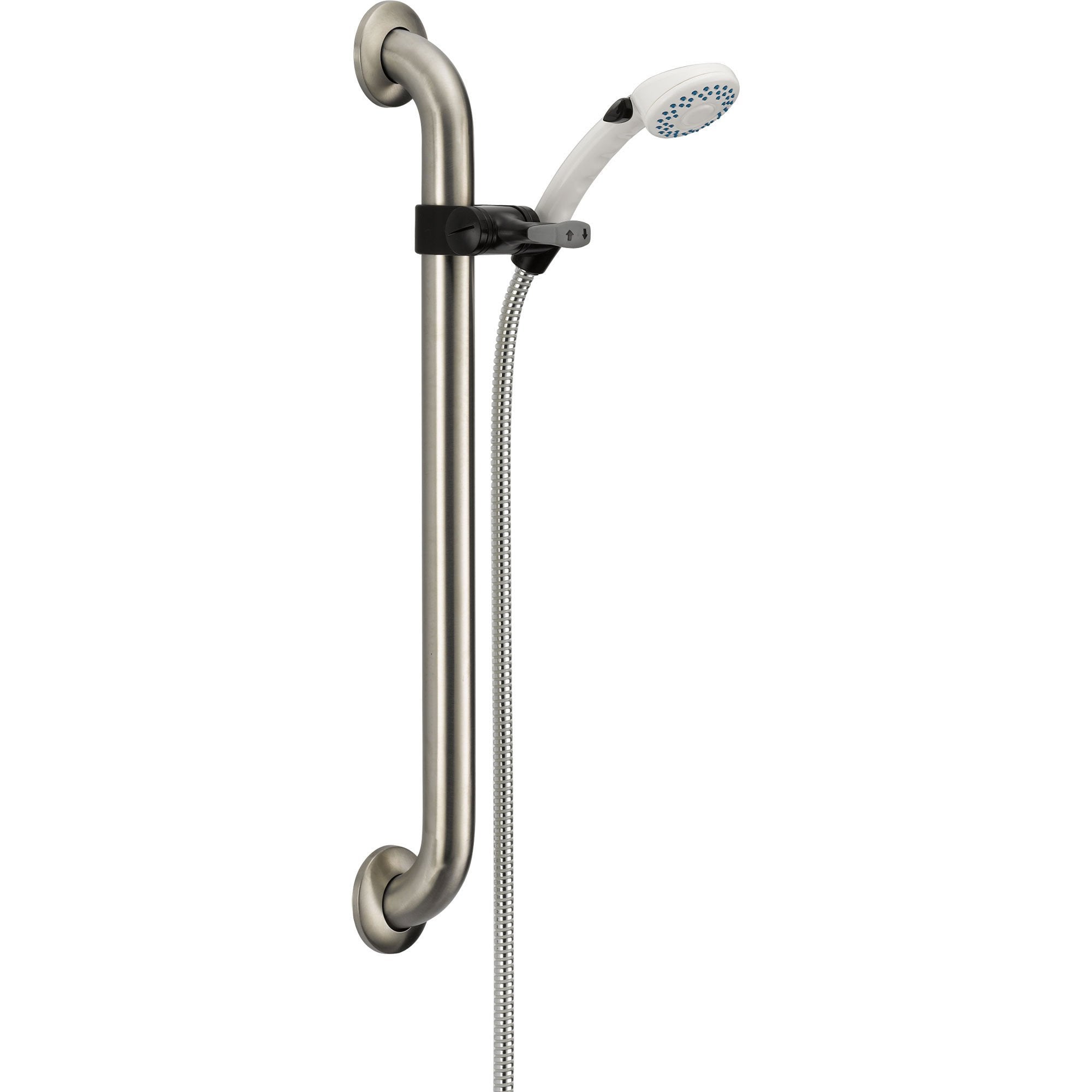 Delta 2 Spray Hand Shower Faucet with Stainless Steel Finish & 24-Inch Grab Bar - Model 561106 - ADA Compliant Bathroom Accessory for Elderly & Disabled Safety