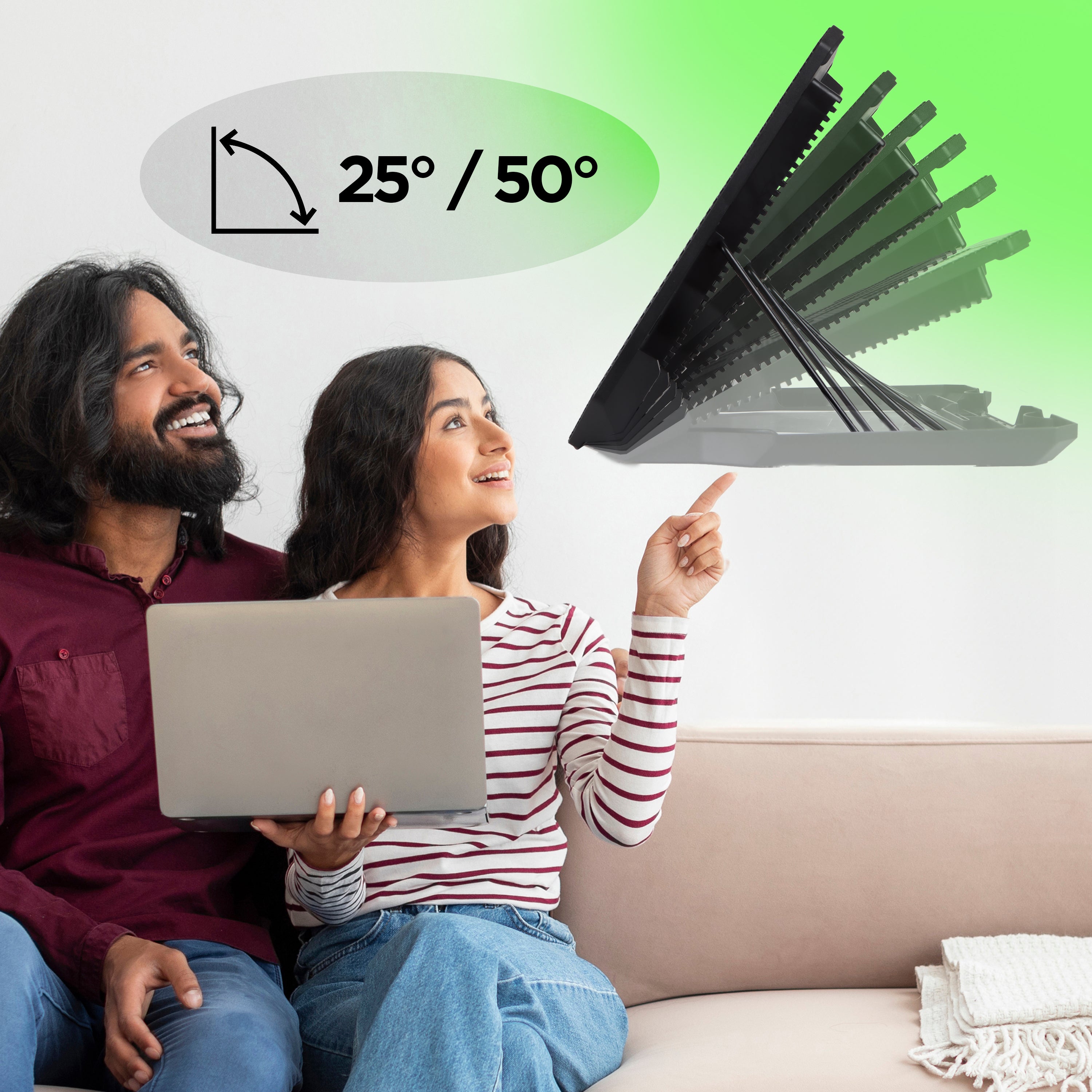 Duronic LC3 Laptop Cooling Pad - Adjustable 1400 RPM Fan, 6 Height Levels, LED Lights for 14-17.3