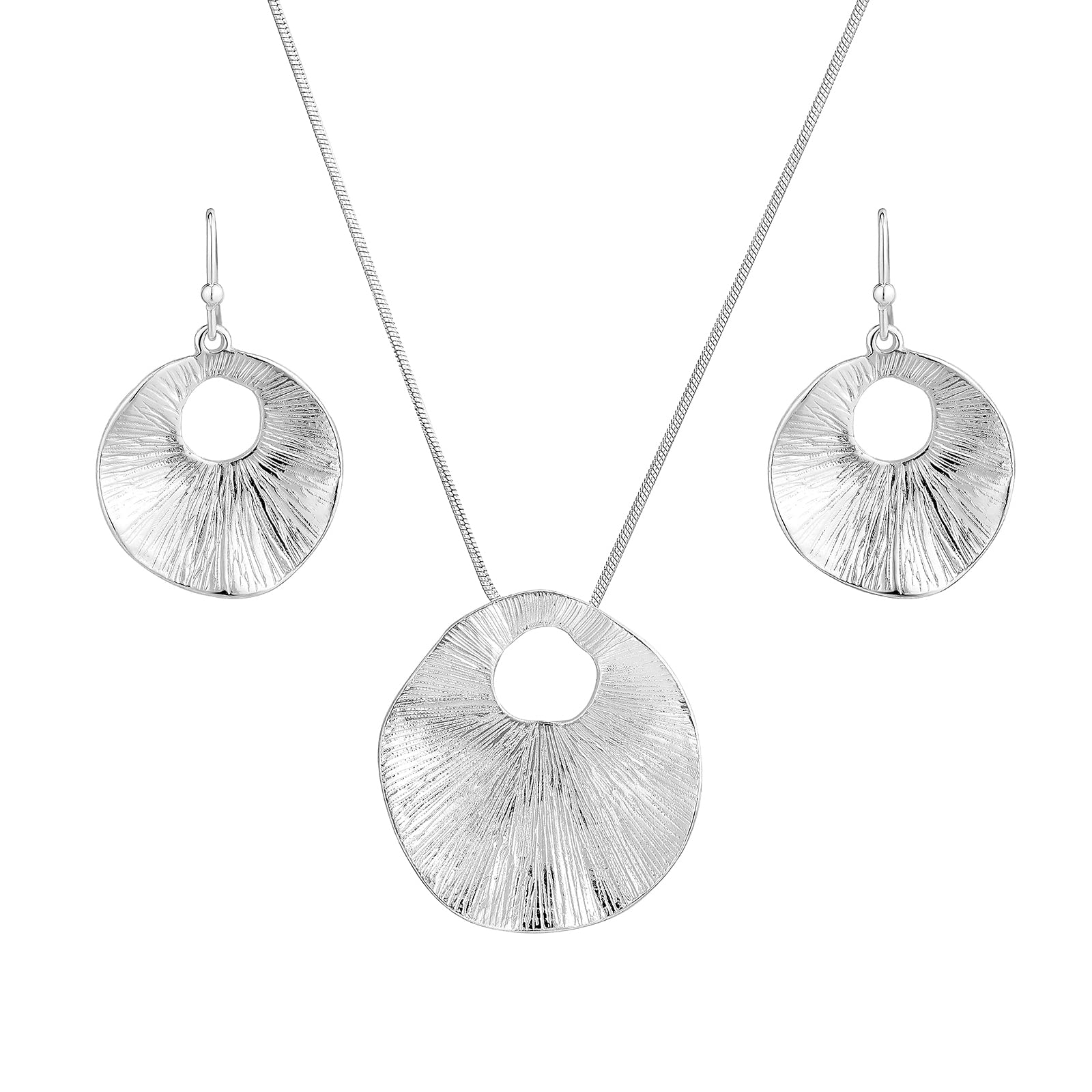 Madison Tyler Gold Plated Jewelry Set for Women | Silver Teardrop Pendant Necklace with Snake Chain | Fashionable Dangle Earrings | Trendy Layered Necklace Set | Perfect for Date Night, Office Wear & Special Occasions