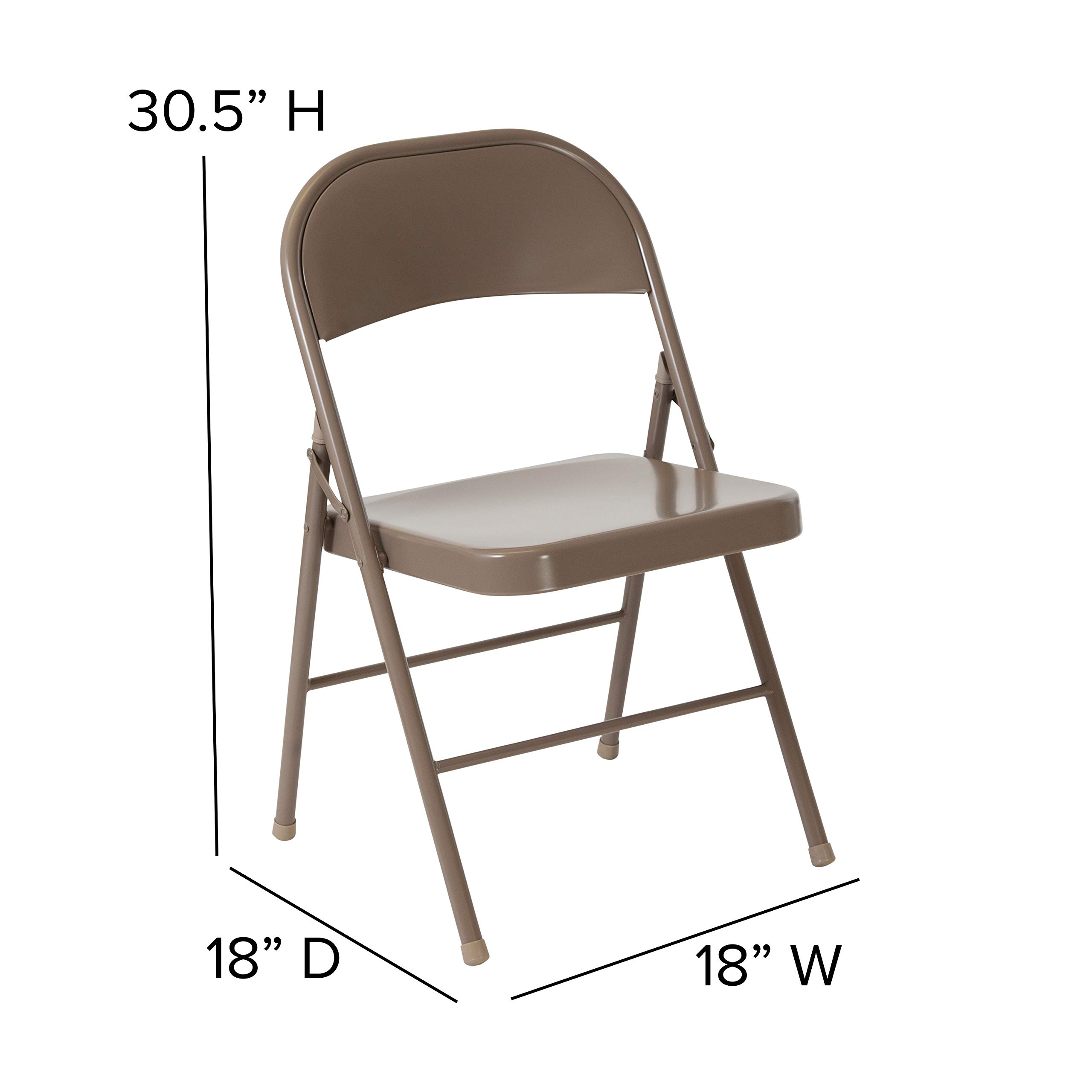 Flash Furniture HERCULES Series Heavy Duty Beige Metal Folding Chair - Double Braced Commercial Grade for Events, Parties, Weddings & Outdoor Gatherings