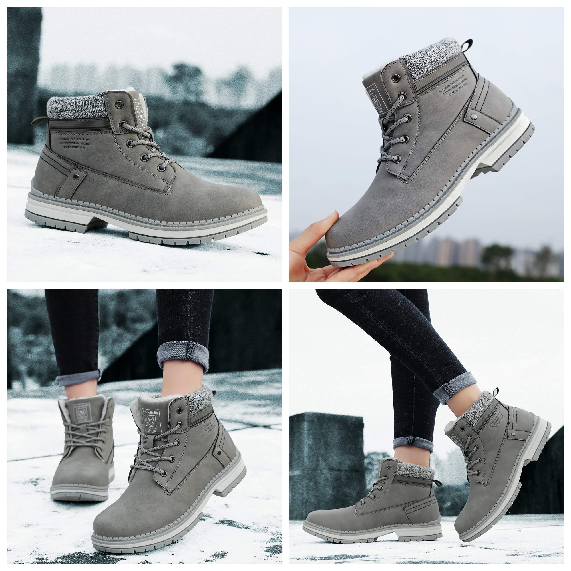 ARRIGO BELLO Women's Winter Snow Boots - Warm Fur Lined Ankle Boots, Anti-Slip Leather Hiking Boots for Work, Walking & Outdoor Activities (UK 4-7) | Perfect for Urban Commuting & Snowy Weather