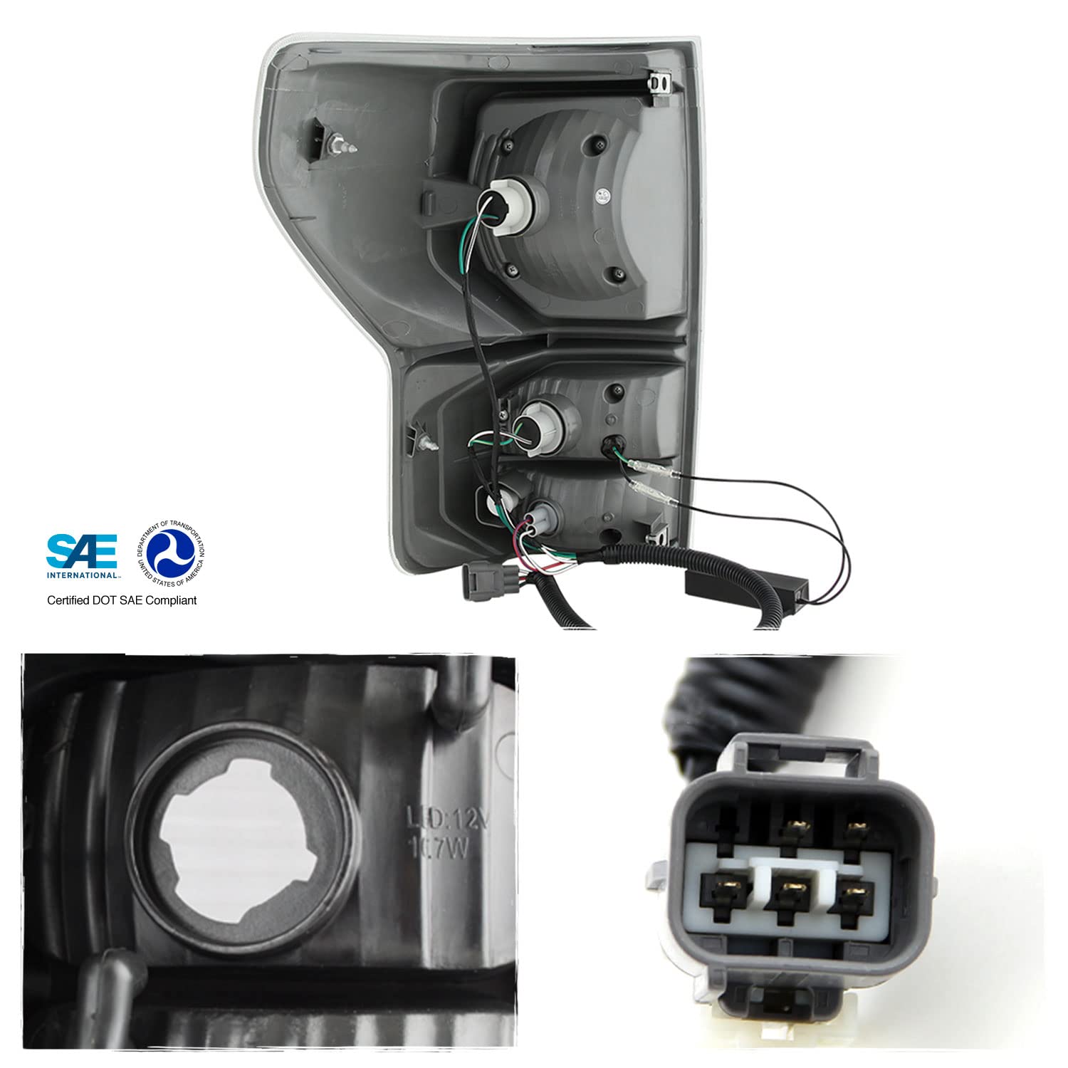 AKKON LED Headlights and Tail Lights for 2007-2013 Toyota Tundra - Black Projector Headlamps & Full LED Brake Lights Pair (Left+Right) - Upgrade Your Truck's Style & Night Visibility for Off-Roading & Daily Driving