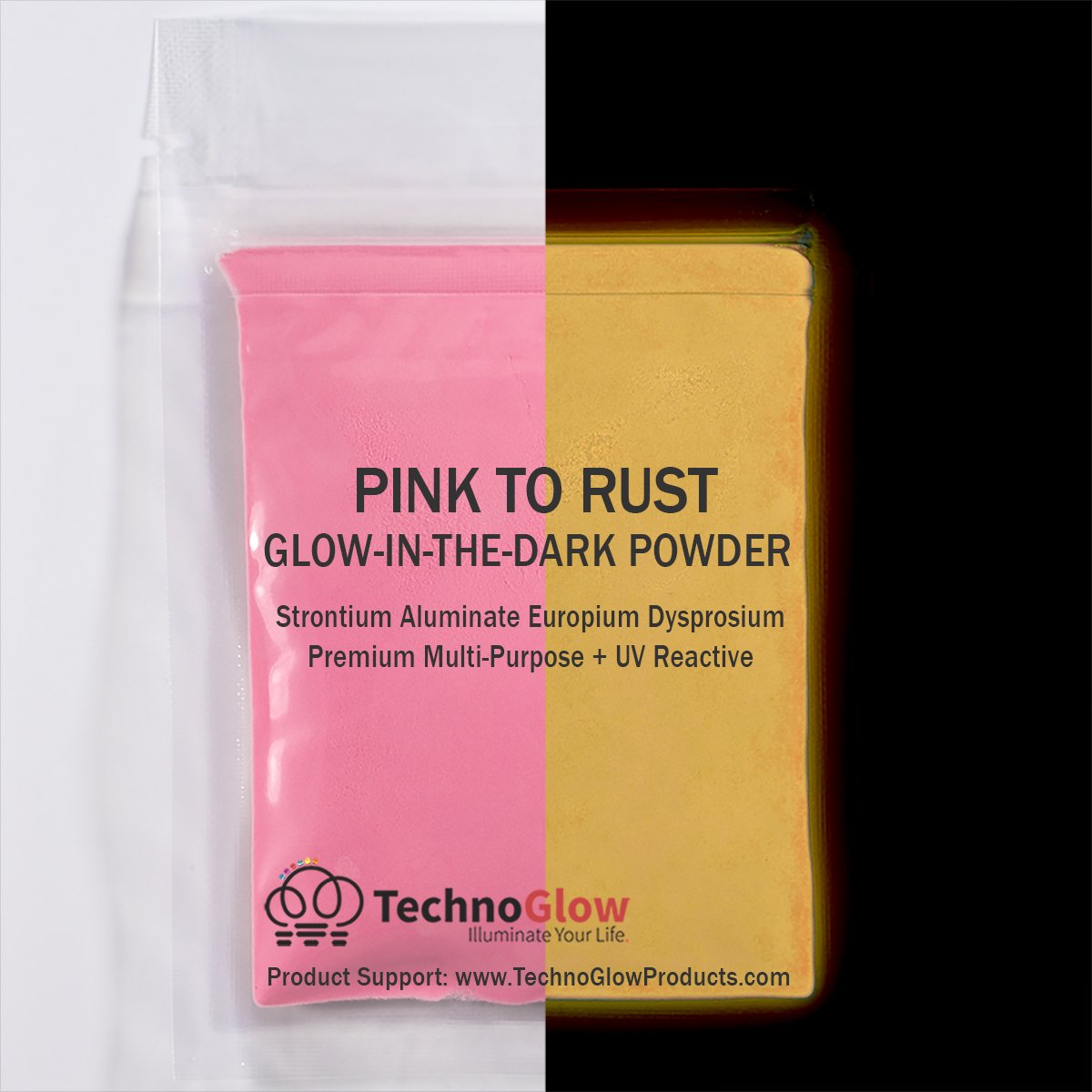 Pink Glow in the Dark & UV Reactive Powder - 0.5 oz for Nail Art, Body Paint & DIY Crafts - Perfect for Halloween, Rave Parties & Nighttime Events