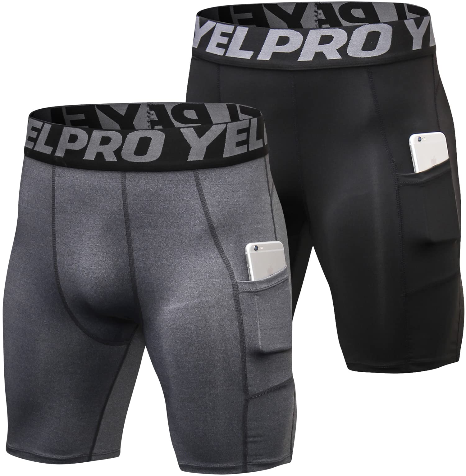 Men's Compression Shorts with Pockets - Spandex Athletic Workout Running Shorts - Performance Baselayer Underwear for Gym, Sports & Active Lifestyle