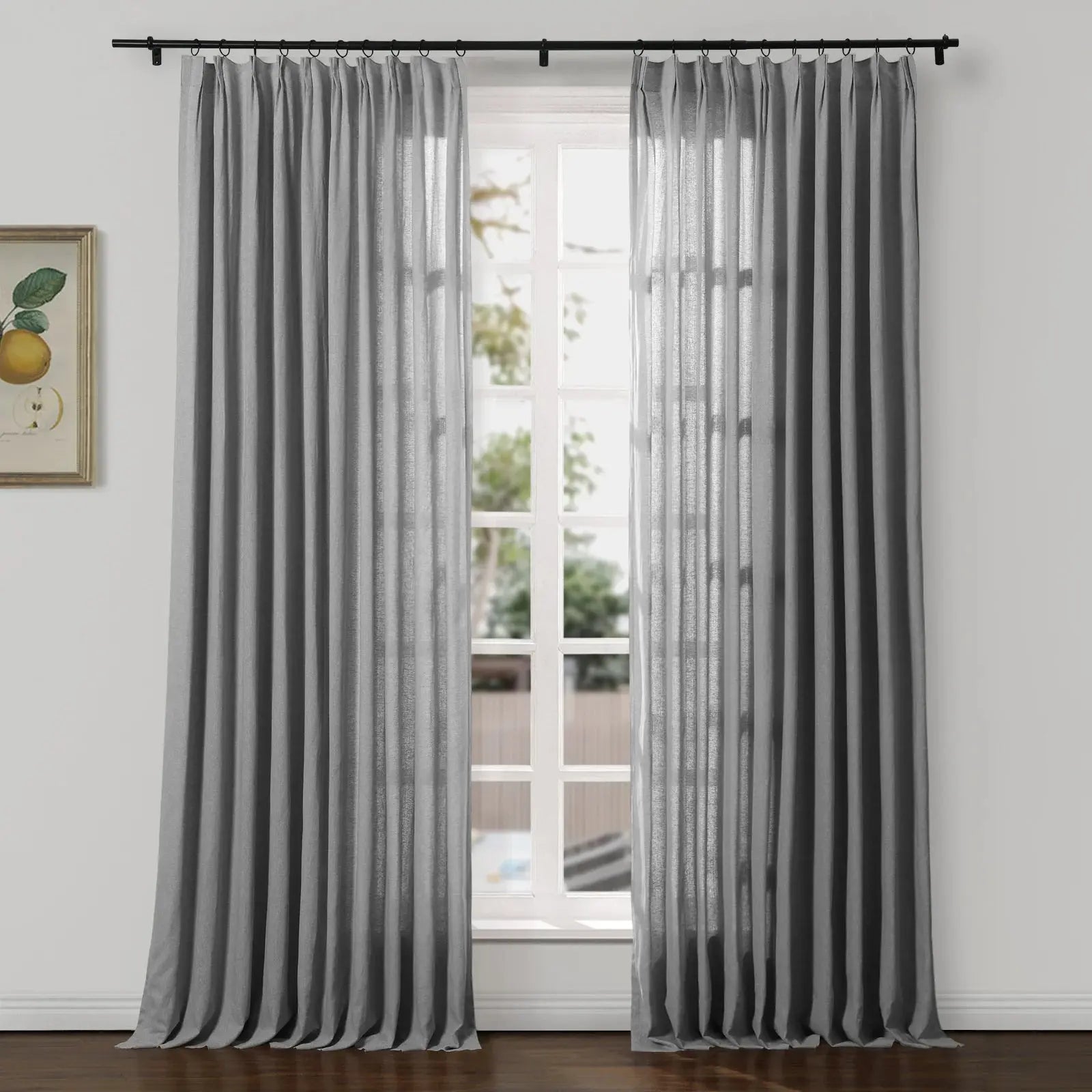 Ron Linen Herringbone Custom Pleated Curtains - Blackout Drapes for Living Room, Bedroom & Home Decor (Set of 2 Panels)