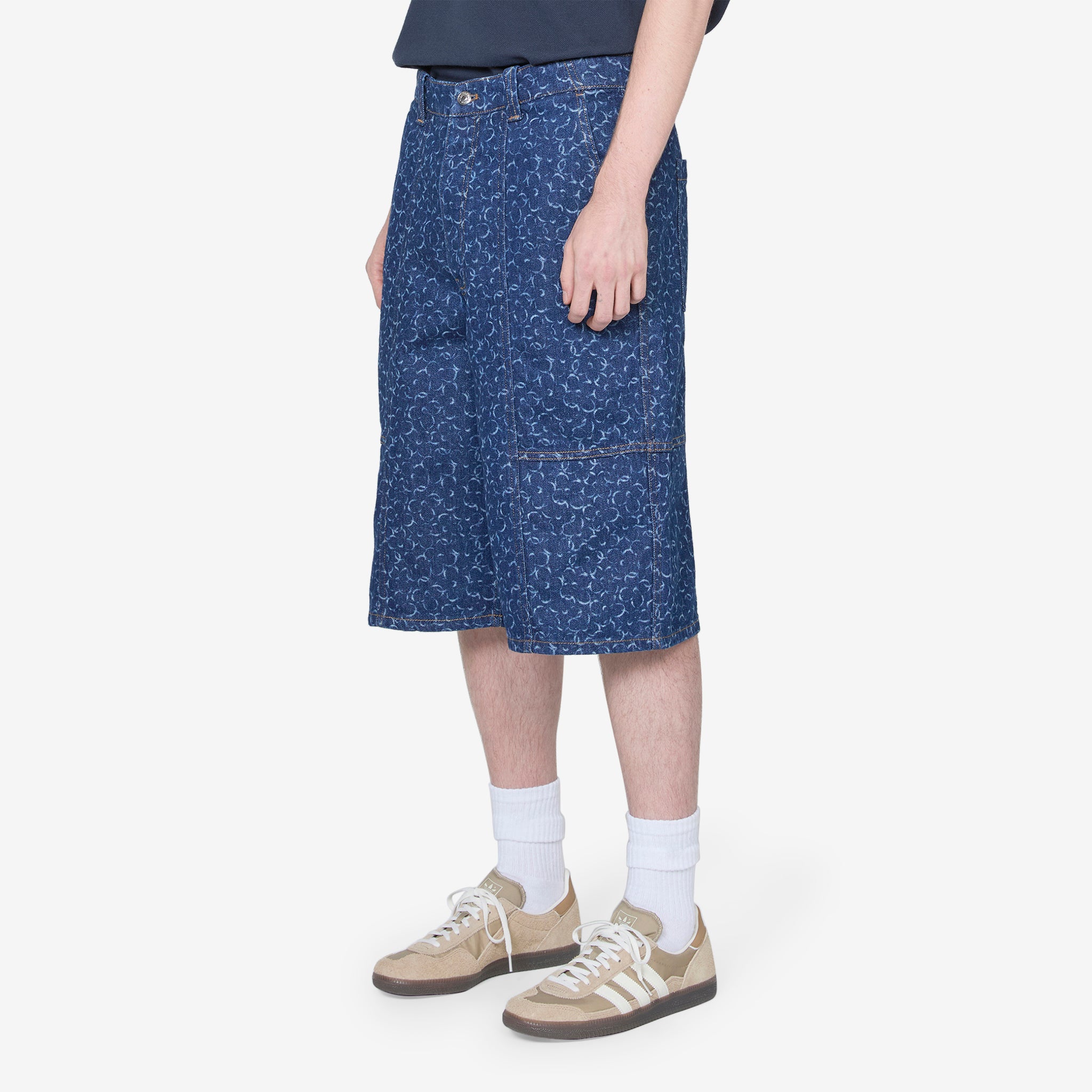 Laser Print Denim Workwear Bermuda Shorts for Men - Durable & Stylish for Work, Outdoor & Casual Wear