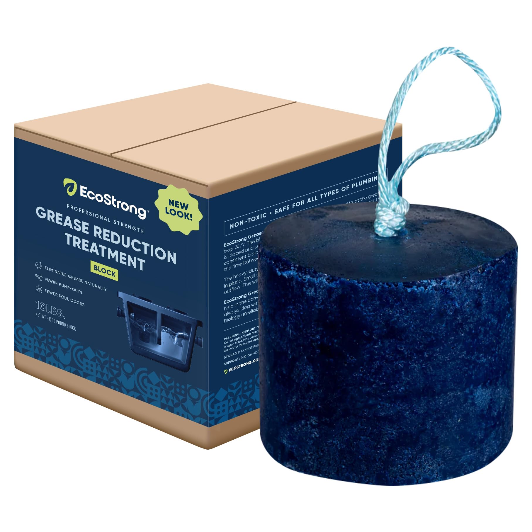 Eco Strong Commercial Grease Trap Treatment - 10 lbs | Powerful Interceptor Grease Cleaner with Microbial Block | Continuously Digests Fats & Eliminates Odors | Ideal for Restaurants, Food Trucks & Commercial Kitchens