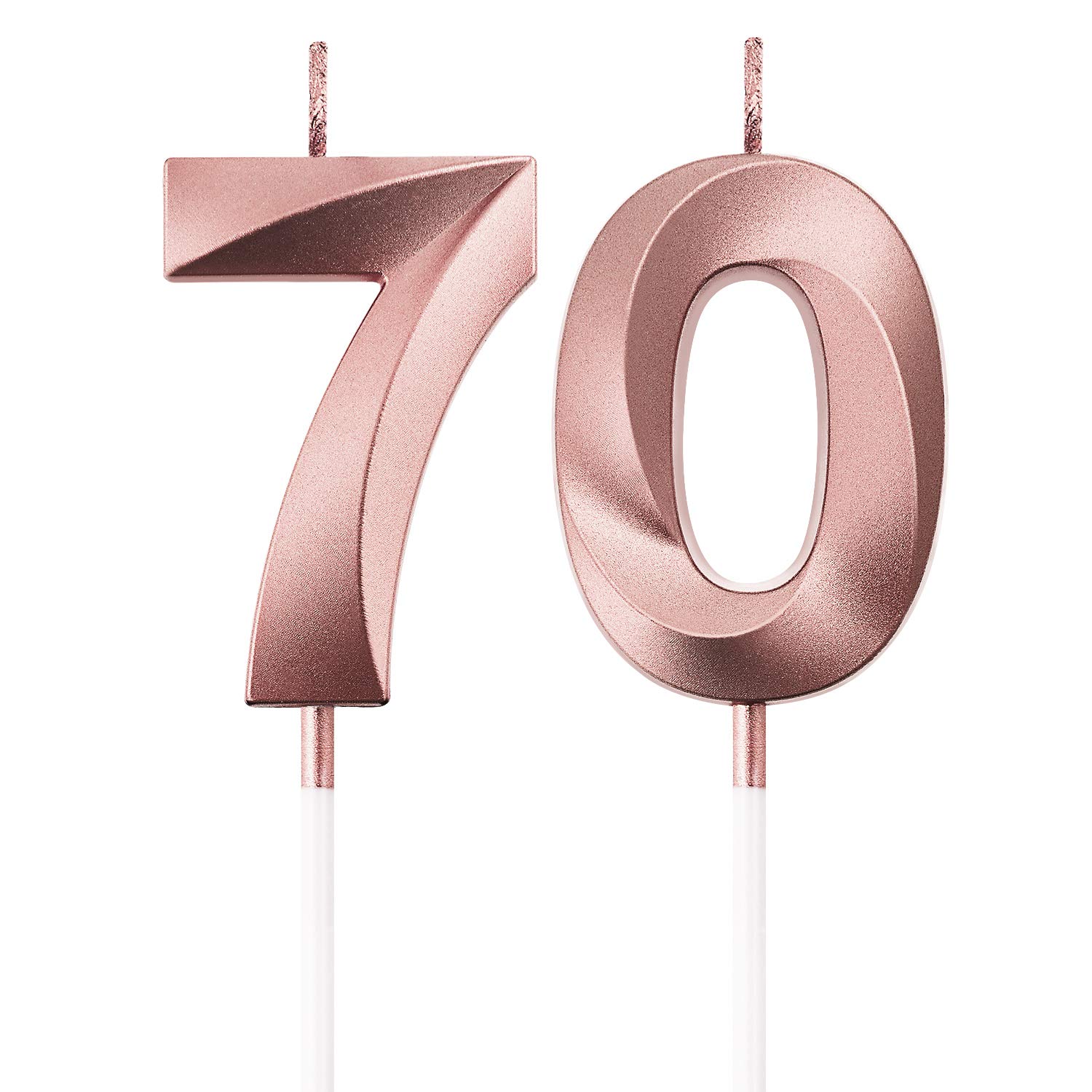 BBTO Rose Gold 70th Birthday Candles & Cake Topper for Parties