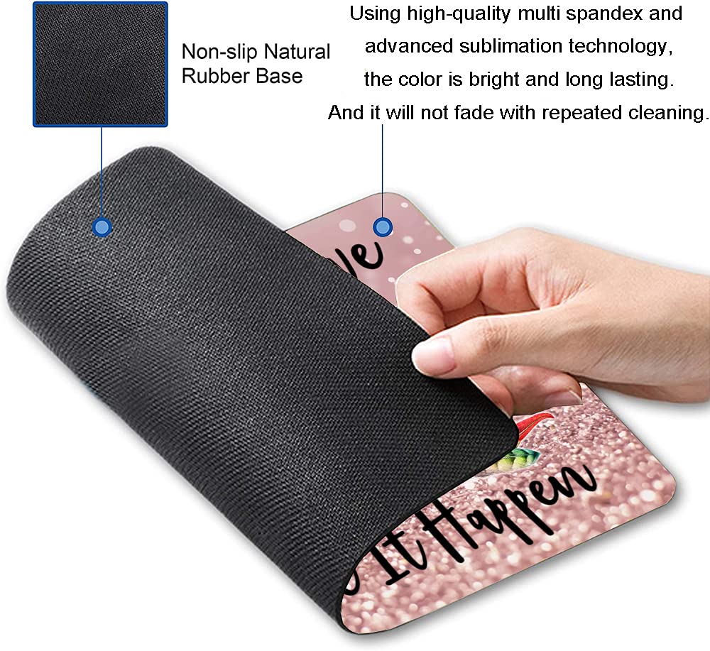 Custom Inspirational Quotes Glitter Mouse Pad - Non-Slip Rubber Base, Waterproof Square Mousepad for Office & Laptop - Motivational Desk Accessory for Work, Gaming & Home Office Setup