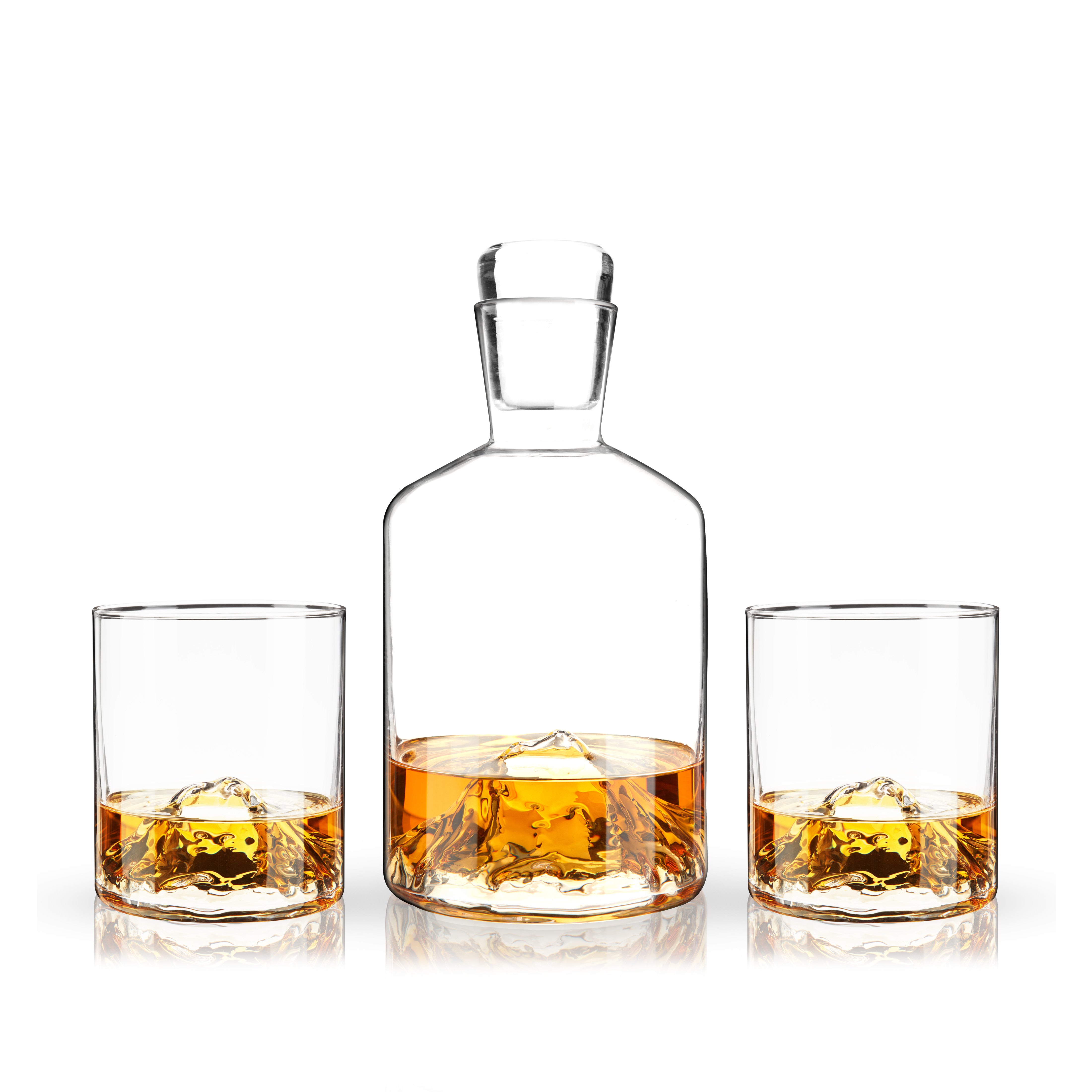 Premium Mountain Crystal Decanter and Whiskey Tumbler Set - 6-Piece Elegant Glassware for Bourbon, Scotch & Wine - Perfect for Home Bars, Gifts & Entertaining