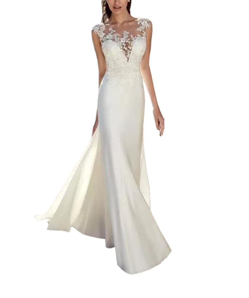Elegant Aiyue Yishen Women's Satin Wedding Dress with Lace Applique - Ball Gown for Brides, Prom, Evening Gala & Formal Occasions