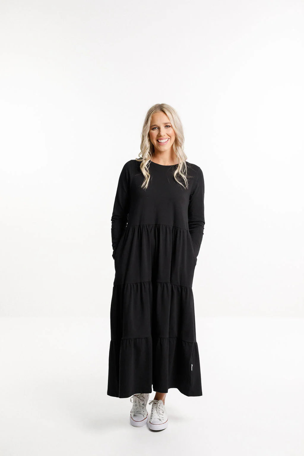 Elegant Long Sleeve Kendall Dress in Black - Perfect for Office Wear, Parties & Special Occasions
