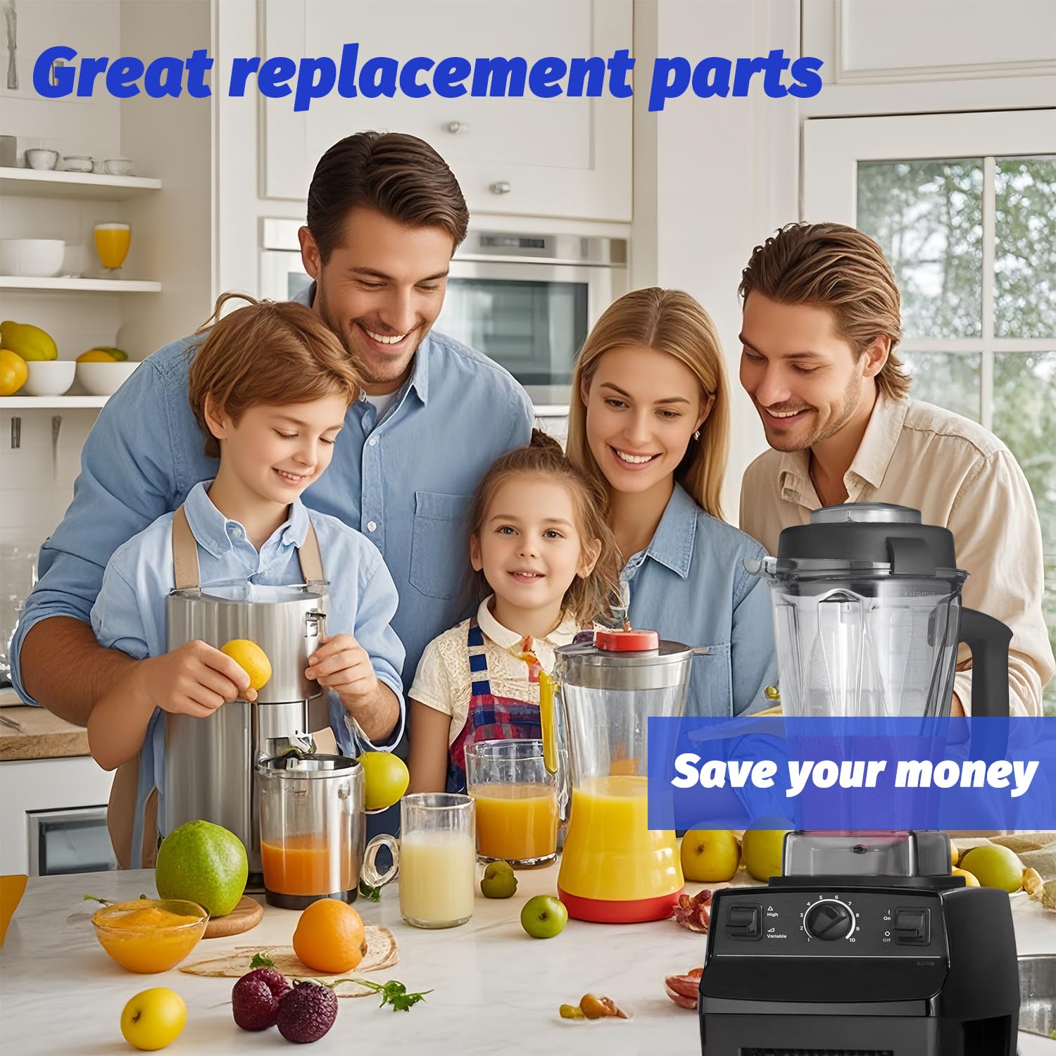 Upgraded 64oz Vitamix Blender Pitcher Replacement - Compatible with Vitamix 5200, 5000, 6500, 7500, Pro500, 750, Vita-Prep VM0101, VM0102, VM0103, VM0197, E310, E320 & Asy172 - Includes 2 Cleaning Brushes - Perfect for Smoothies, Soups & Food Prep
