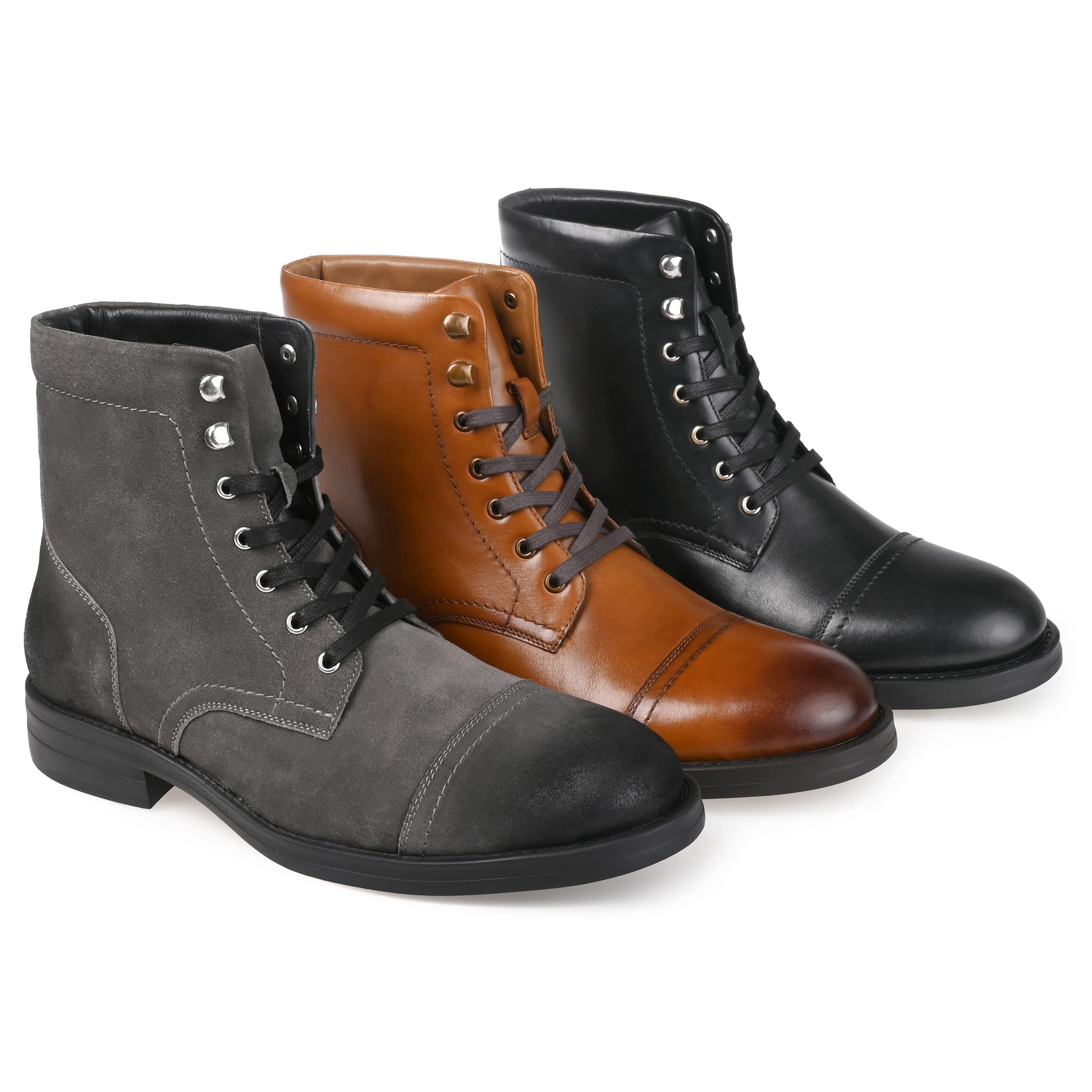 Thomas & Vine Men's Classic Leather Dress Boots - Formal Business & Office Shoes for Professional Style - Perfect for Weddings, Work & Special Occasions