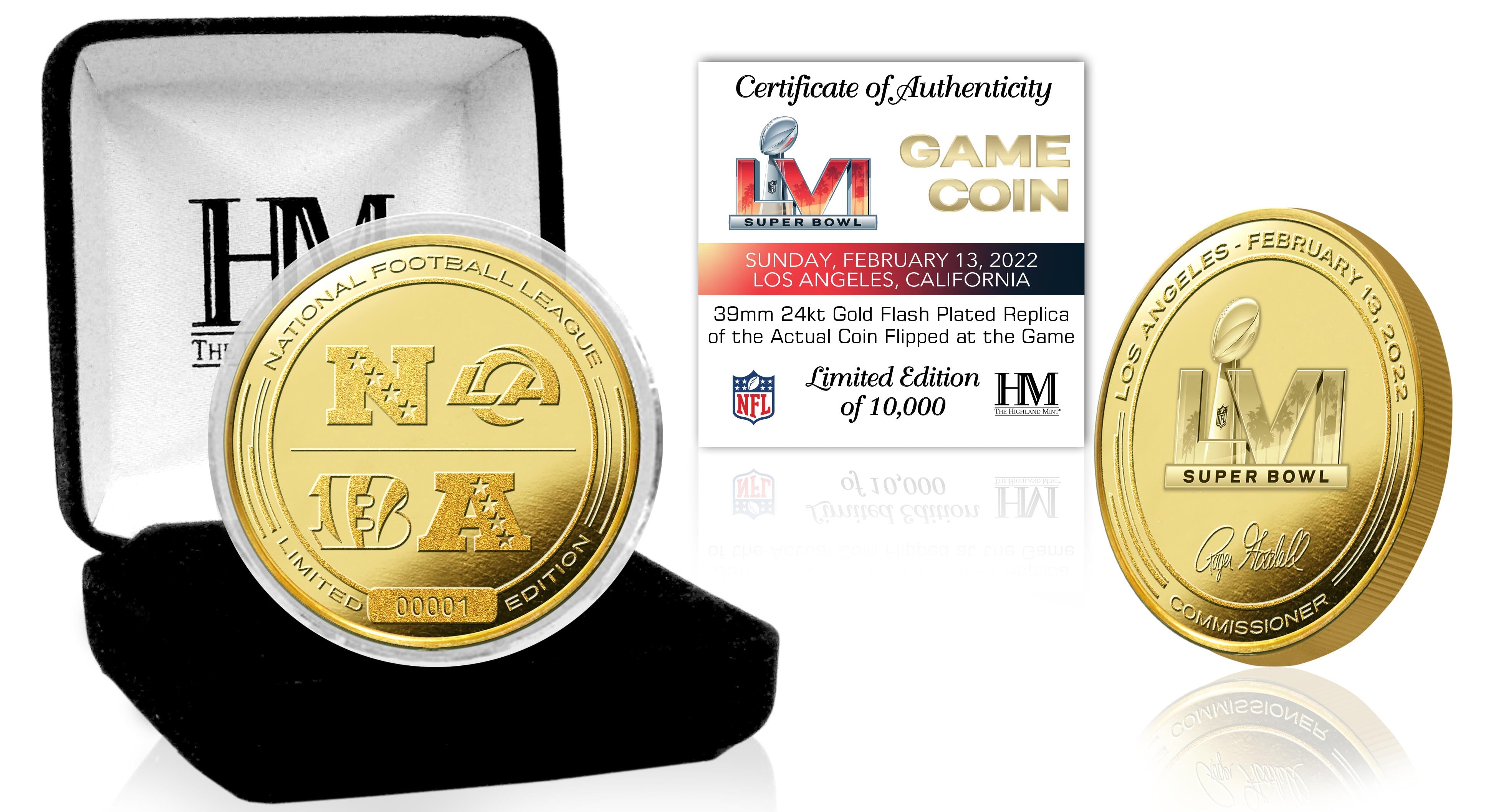 Bengals vs Rams Super Bowl LVI Commemorative Gold Flip Coin - Perfect for NFL Collectors, Game Day Decisions & Sports Memorabilia