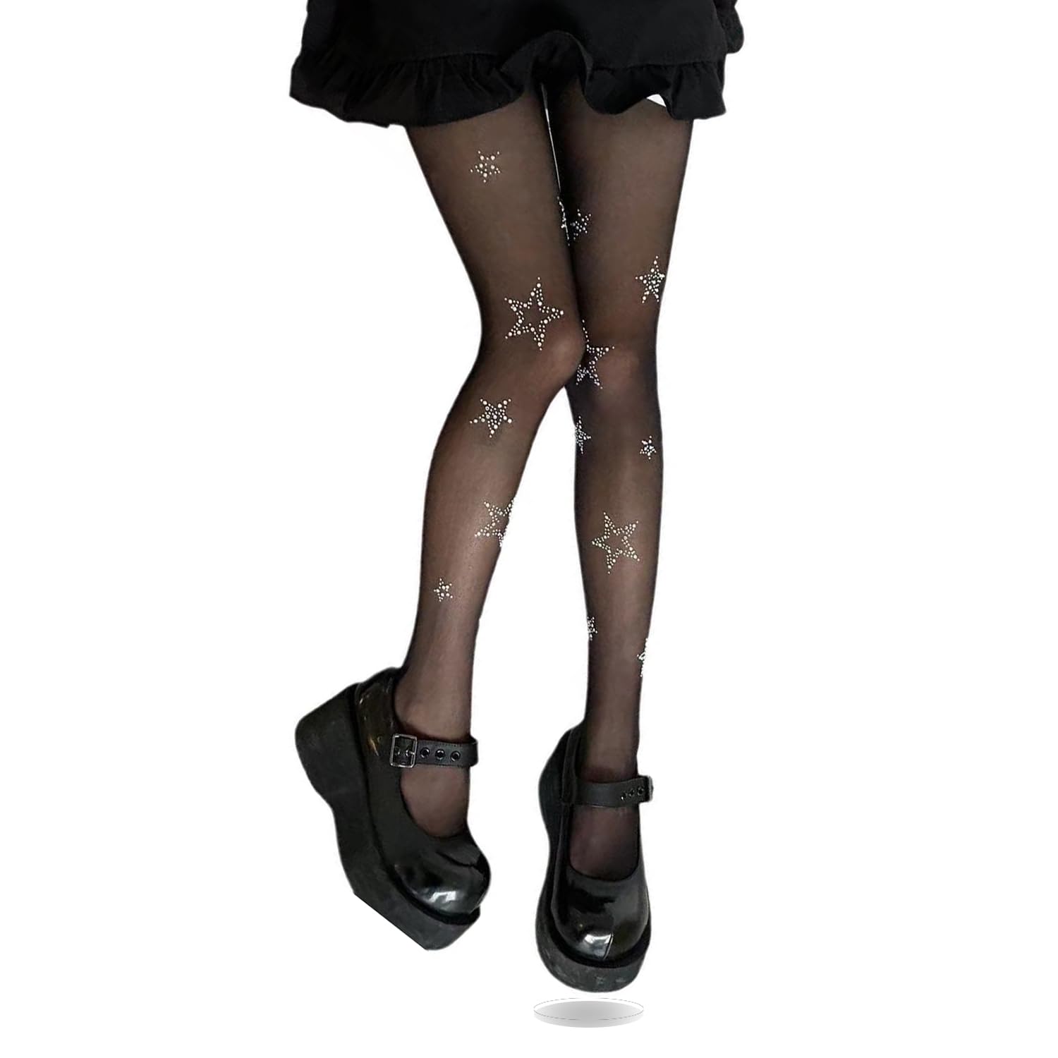 Yuoos Punk Rhinestone Star Thigh High Stockings - Y2K Gothic Stockings for Women | Cute Pantyhose for Parties, Halloween & Retro Outfits