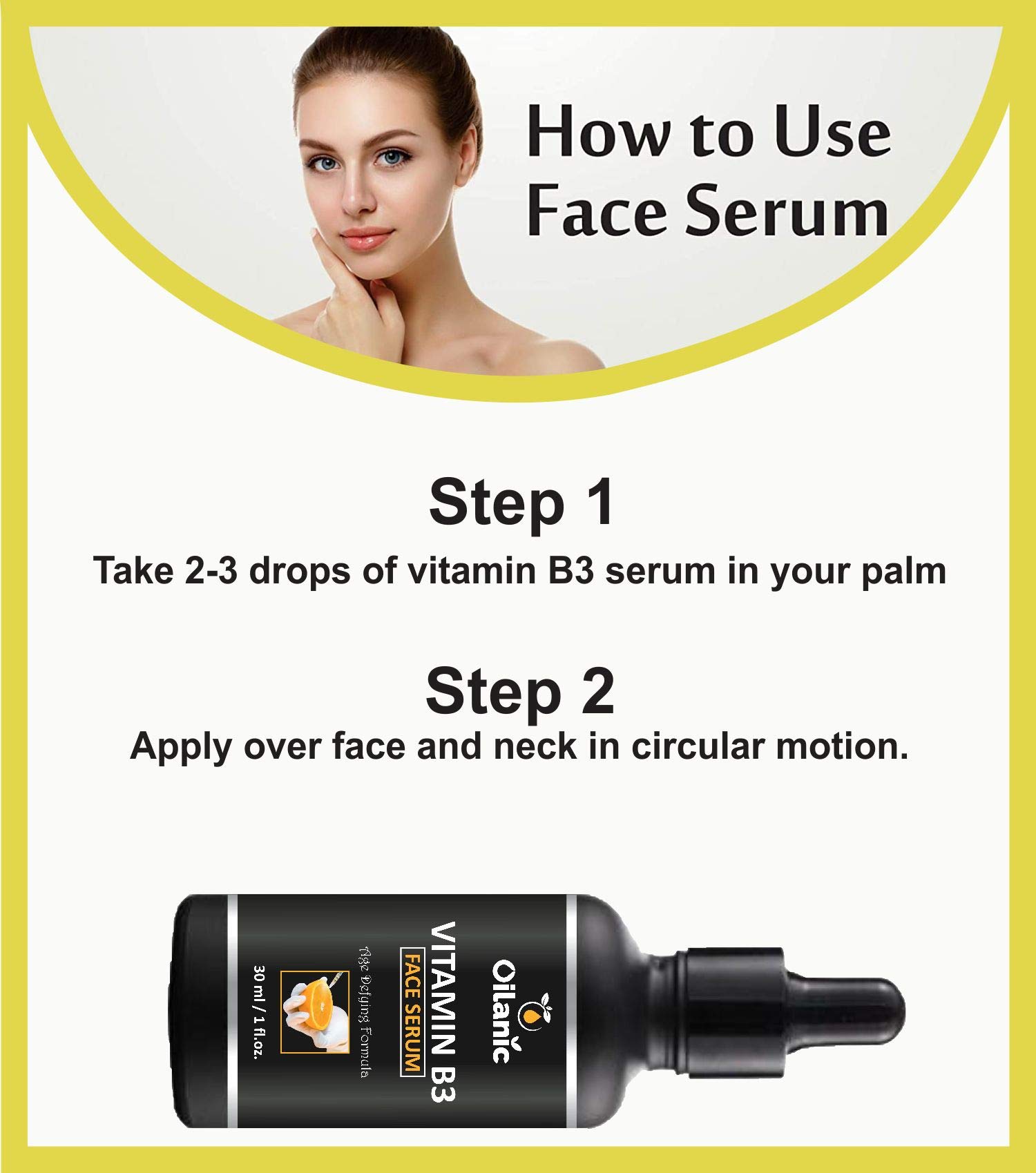 Oilanic 100% Pure & Natural Vitamin B3 Serum for Anti-Aging & Wrinkle Reduction - 2 Bottles (60ml Total) | Brightening Face Serum for Glowing Skin | Day & Night Skincare Routine
