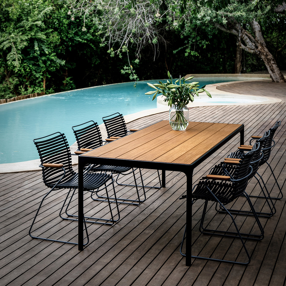 4-Piece Rectangular Outdoor Dining Table Set - Durable Weather-Resistant Patio Furniture for Garden, Backyard, and Poolside Gatherings