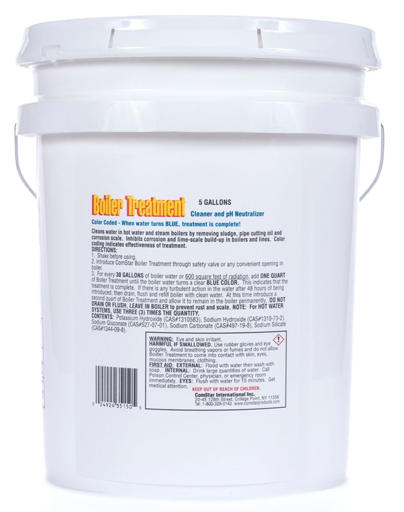 ComStar Boiler Treatment & Water Cleaner – pH Neutralizer for Boilers, Prevents Rust & Scale Build-Up, No Flushing Required | Removes Oil & Sludge | Made in USA | 5 Gallon (35-150) | Ideal for Home, Commercial & Industrial Boiler Maintenance