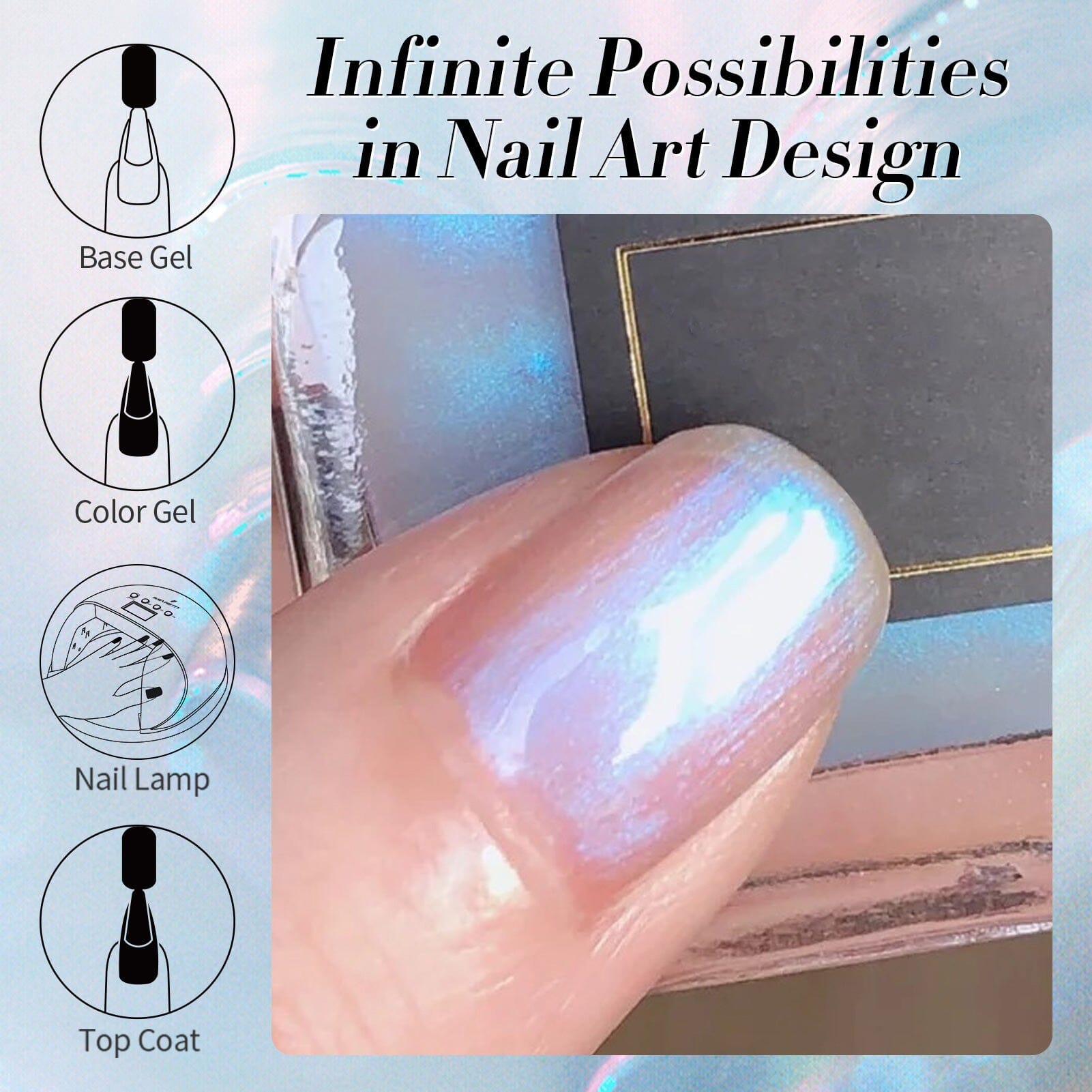 Sea Tears JG02 Aurora Nail Gel Polish 15ml - Long Lasting UV LED Gel Nail Polish for Salon & Home Manicure - Perfect for Nail Art, French Tips & Special Occasions