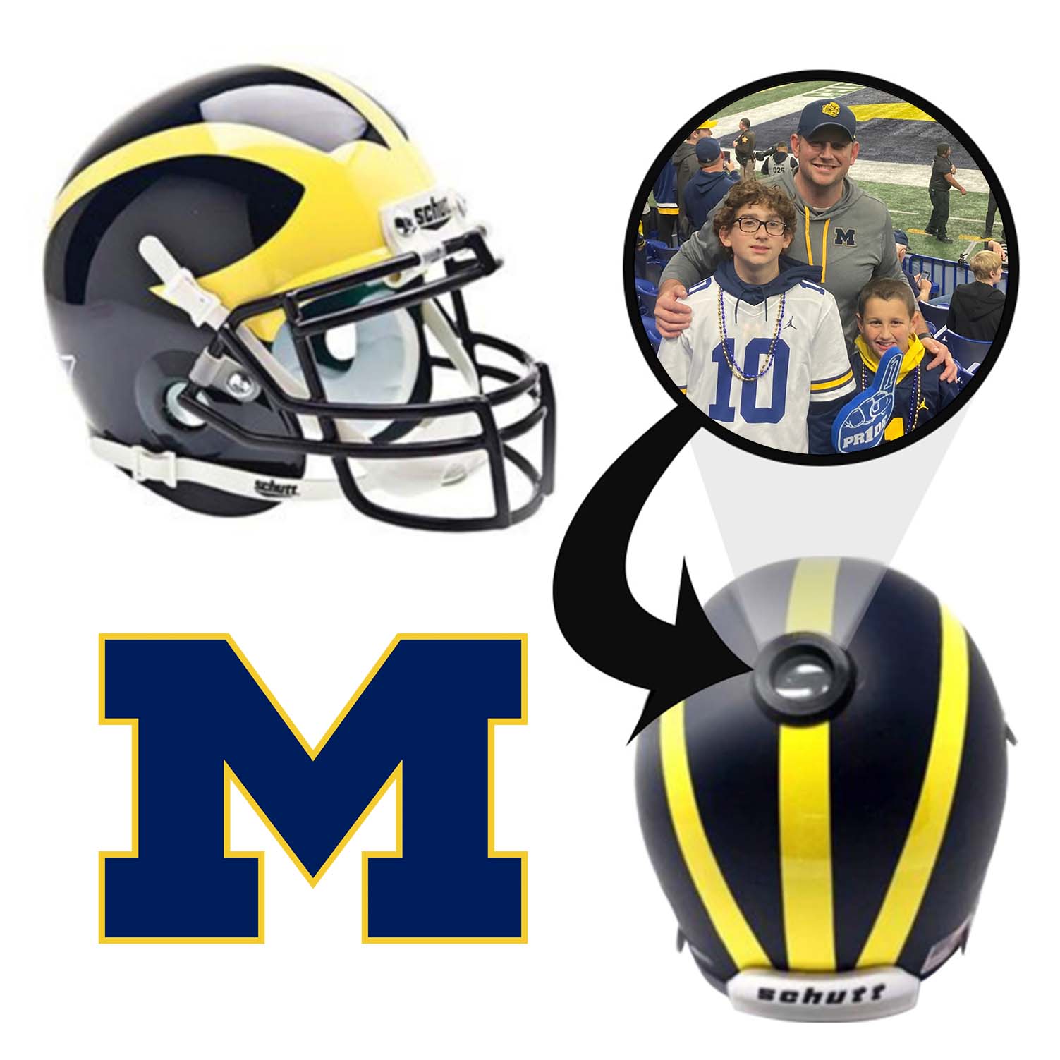 Michigan Wolverines College Football Collectible Mini Helmet with Display Stand - Perfect for Fans, Memorabilia Collectors & Game Room Decor