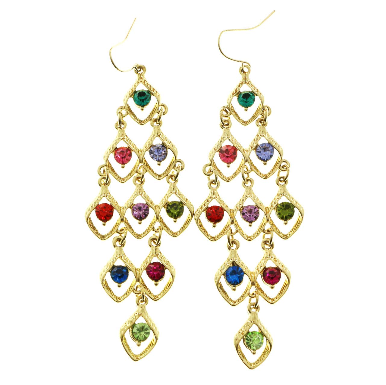 Mi Amore Gold-Tone Crystal Dangle Earrings for Party & Wedding