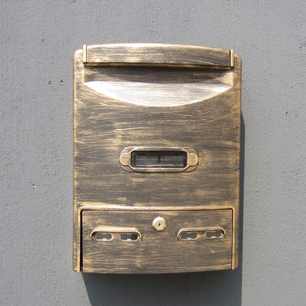 Waterproof Outdoor Mailbox - Black & Gold Wall Mount Letter Box with Lock, Rustproof & Weatherproof for Home, Garden, Apartment - Perfect for Mail, Packages, Newspapers & Secure Document Delivery
