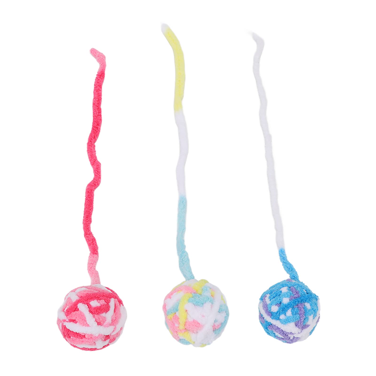Zerodis 3Pcs Soft Wool Felt Cat Toys - Interactive Pompom Balls for Indoor Kittens & Cats - Perfect for Playtime, Training & Stimulation