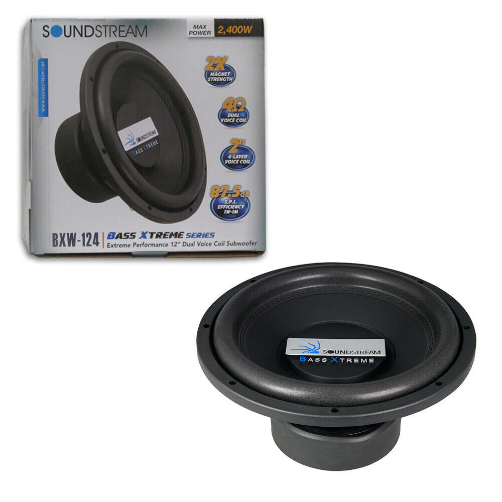 Soundstream BXW 124 12-Inch 800W RMS Dual 4 Ohm Car Subwoofer - Powerful Bass for Car Audio Systems & Home Theater
