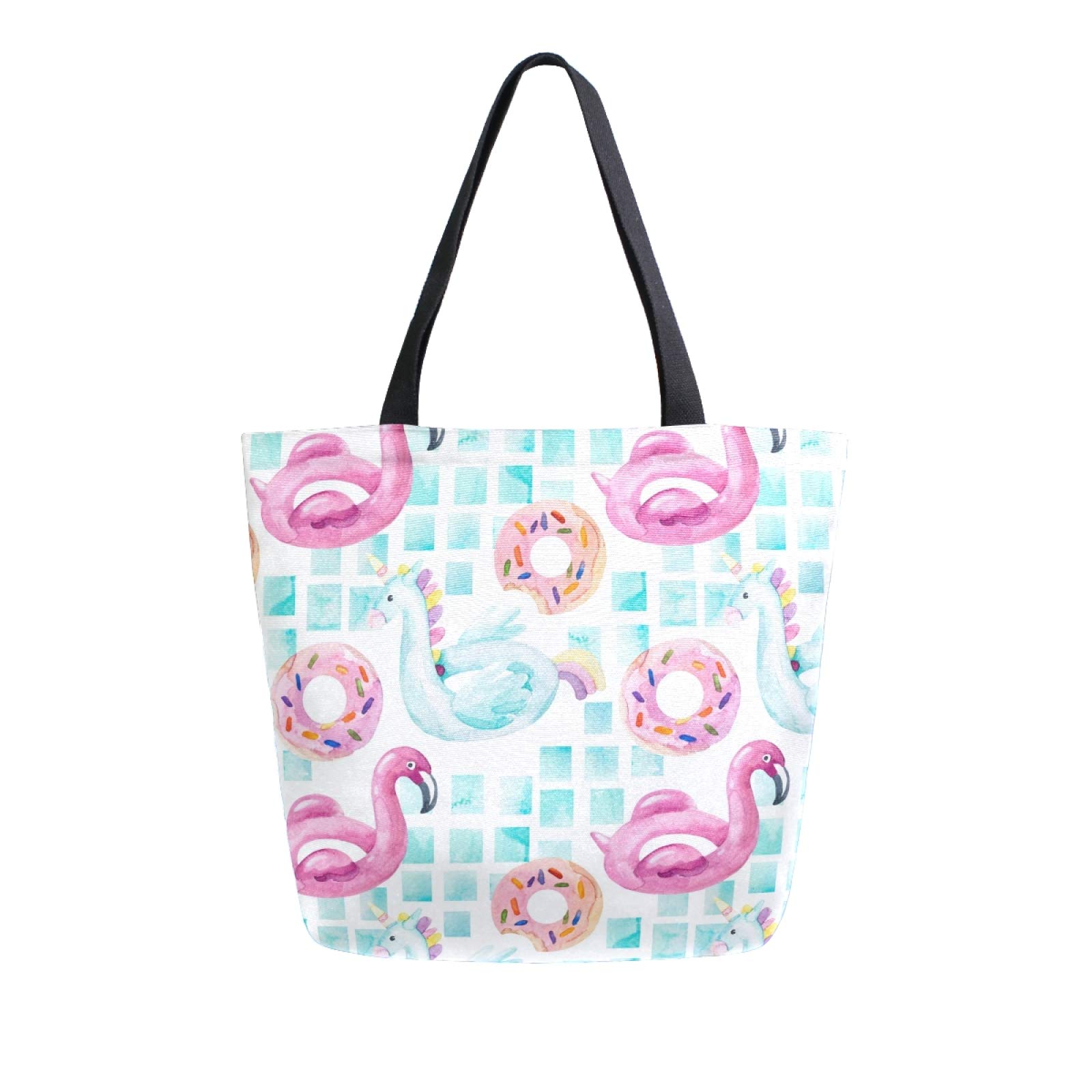 Stylish Pink Flamingo Printed Canvas Tote Bag - Large Reusable Grocery Shopping Bag for Women, Durable Casual Shoulder Bag for Work, Travel & Daily Use | Perfect for Beach Trips, Grocery Shopping & Office Commute