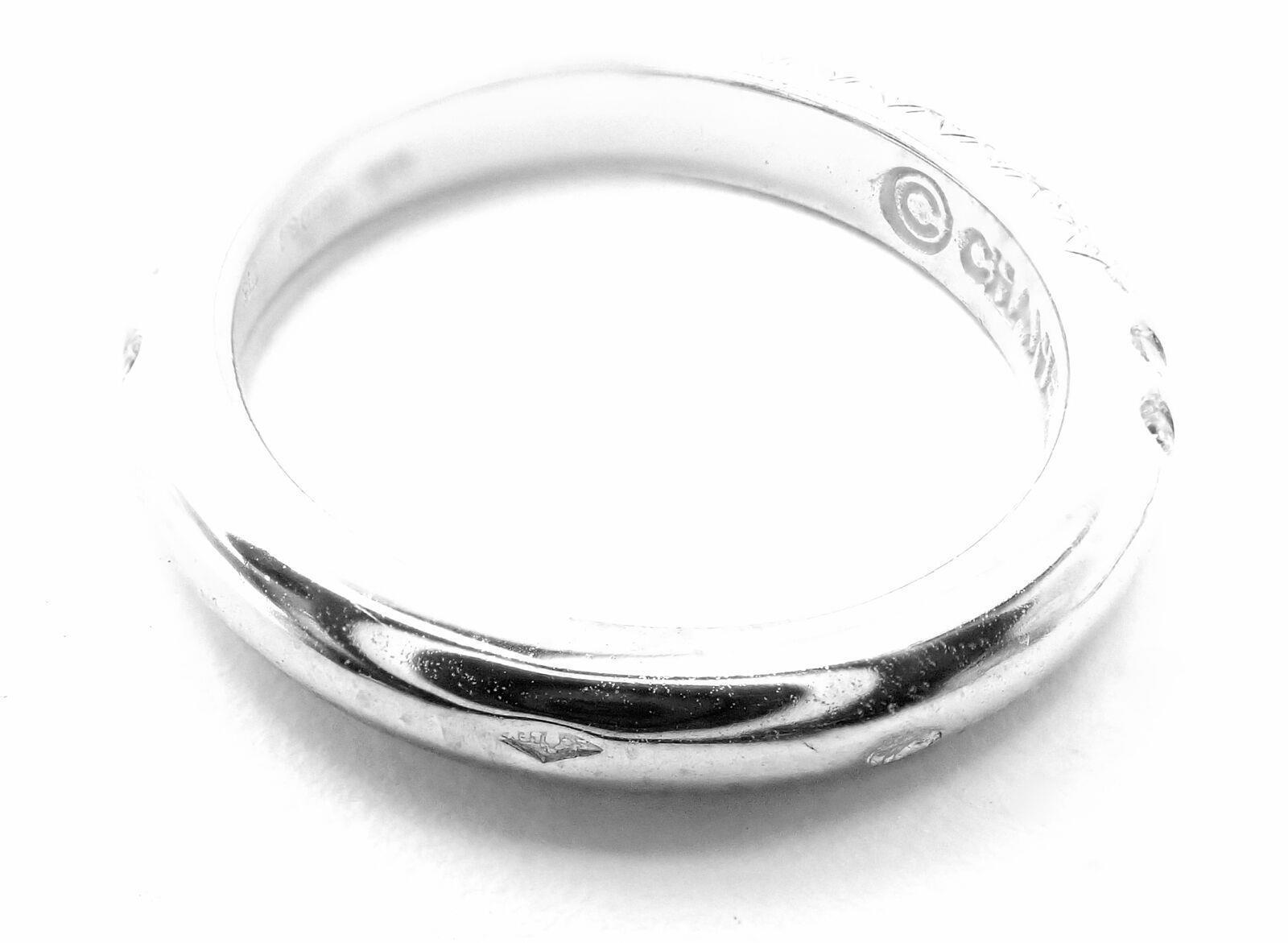 Authentic Chanel 18k White Gold Diamond Band Ring for Women - Luxury Wedding Engagement Promise Ring - Perfect for Anniversary, Proposal & Special Occasions