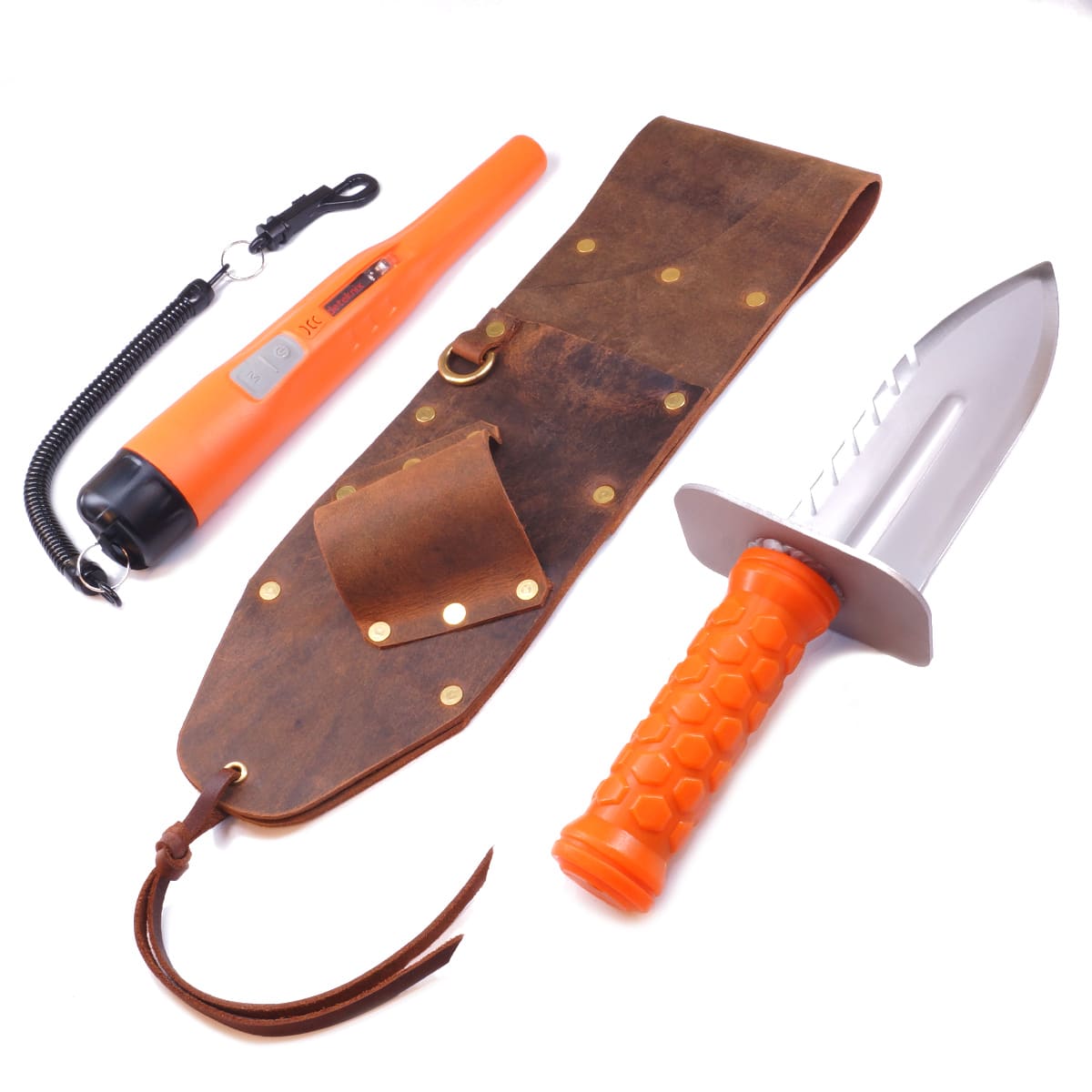 Brown Leather Sheath for Right Side - Compatible with Quest Xpointer Pro & Diamond Left Digger - Perfect for Metal Detecting and Outdoor Treasure Hunting