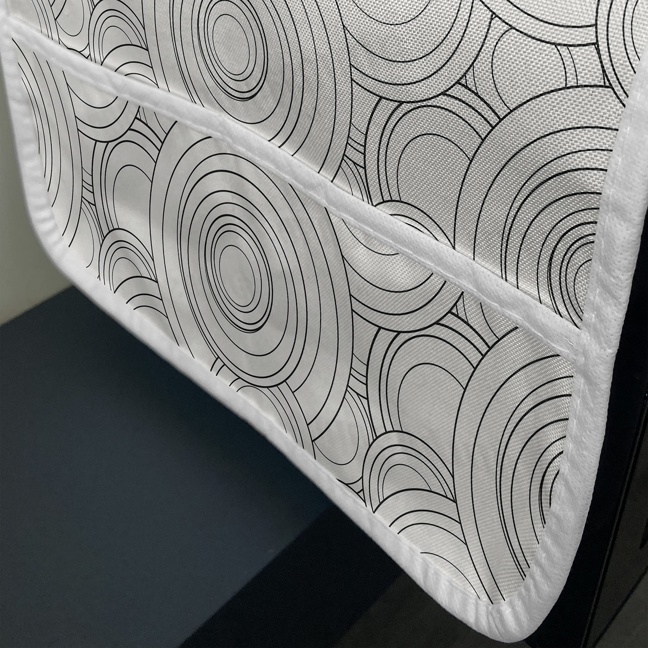 Ambesonne Abstract Microwave Cover - Waterproof Geometric Design with Pockets, 36x12 Inches, Off White & Charcoal Grey | Kitchen Organizer for Countertop Protection & Stylish Decor