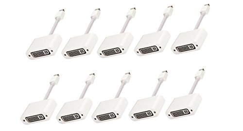 10-Pack Mini DisplayPort to DVI Female Adapter Cables for MacBook Pro/Air, iMac & Mac Mini - Compatible with Apple Devices - Perfect for Office, Home Theater & Multi-Monitor Setups