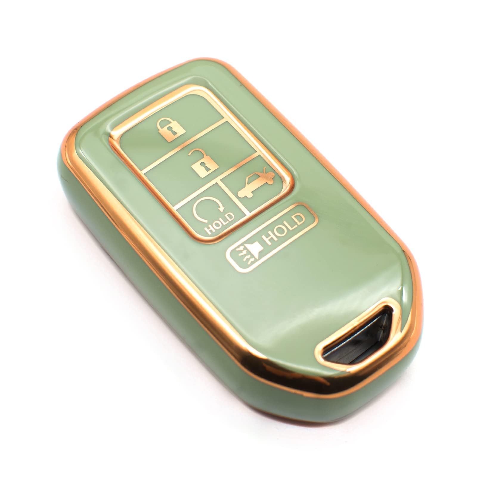 FEYOUN TPU Key Fob Cover for Honda Accord Civic CR-V Insight Passport Pilot - 5 Button Smart Remote Keyless Entry Case Protection Shell Accessories (Green) - Durable & Scratch-Resistant Car Key Protector for Everyday Use
