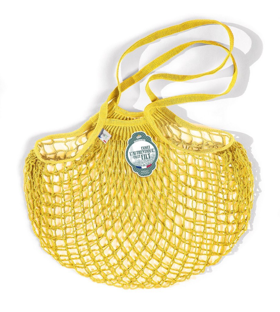 Eco-Friendly Reusable Mesh Grocery Shopping Bag - Yellow, Perfect for Farmers Market, Beach, Picnics & Daily Errands