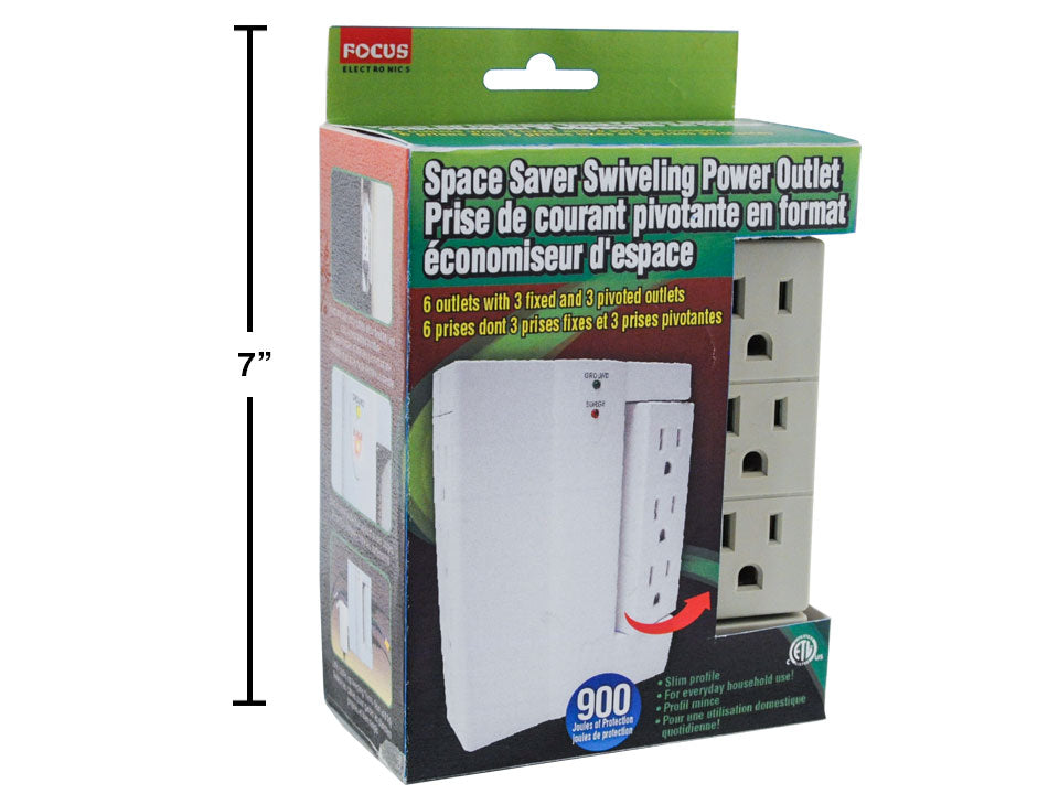 FOCUS ELECTRONICS 86887 Single Side Swivel Power Outlet with Rotating Plug - Perfect for Home, Office & Travel Use