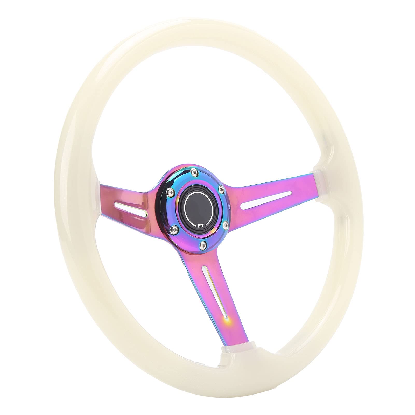 334mm Luminous Steering Wheel - Green Glow Racing Wheel for ATV, Go Kart & UTV | Night Driving & Off-Road Adventure Accessory